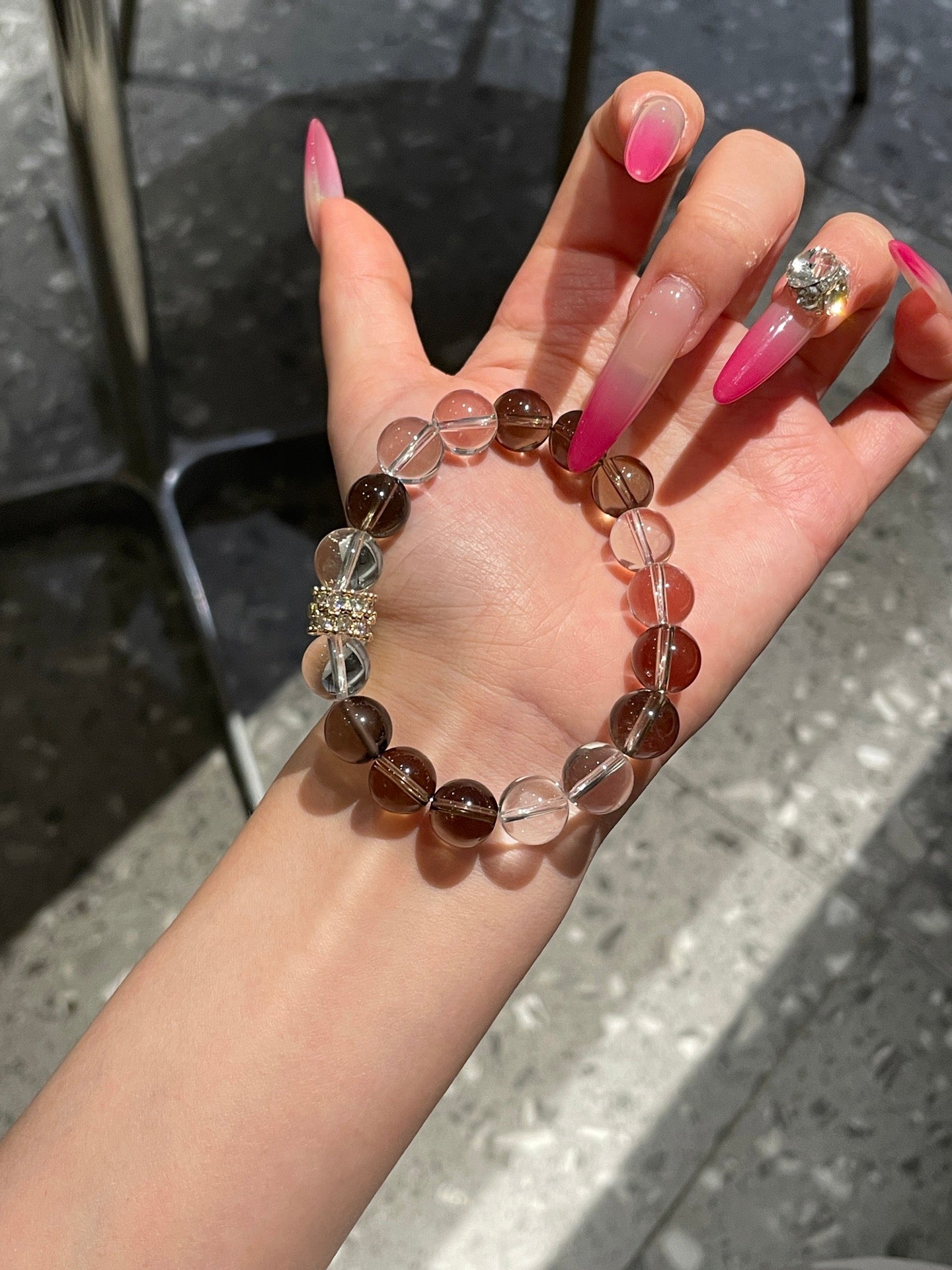 Wildwood Crystal Bracelet | Smoky Quartz & Clear Quartz | 10mm