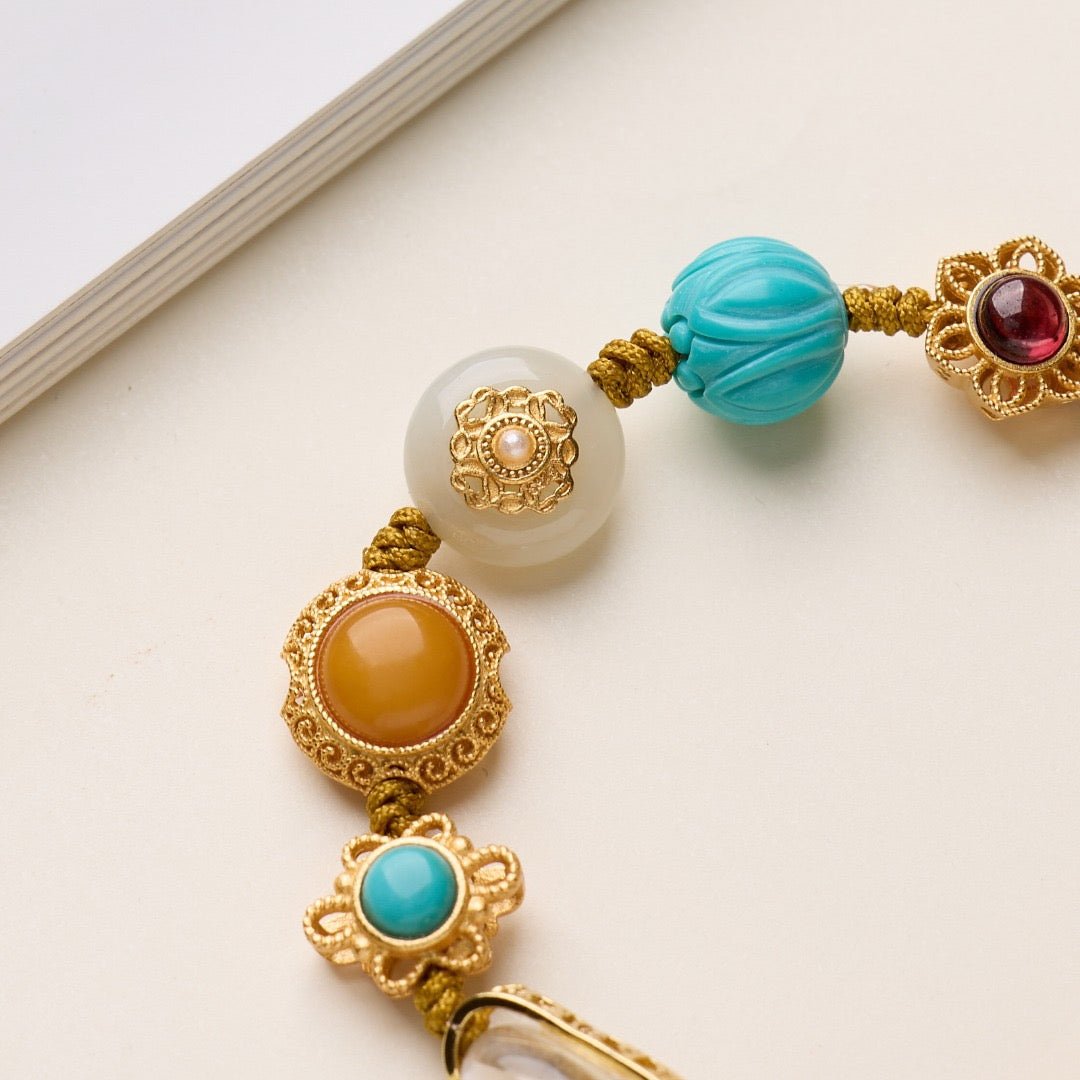 Multi-Gemstone Braided Bracelet | “Perfect Harmony” Series with Clear Quartz Vajra Pendant