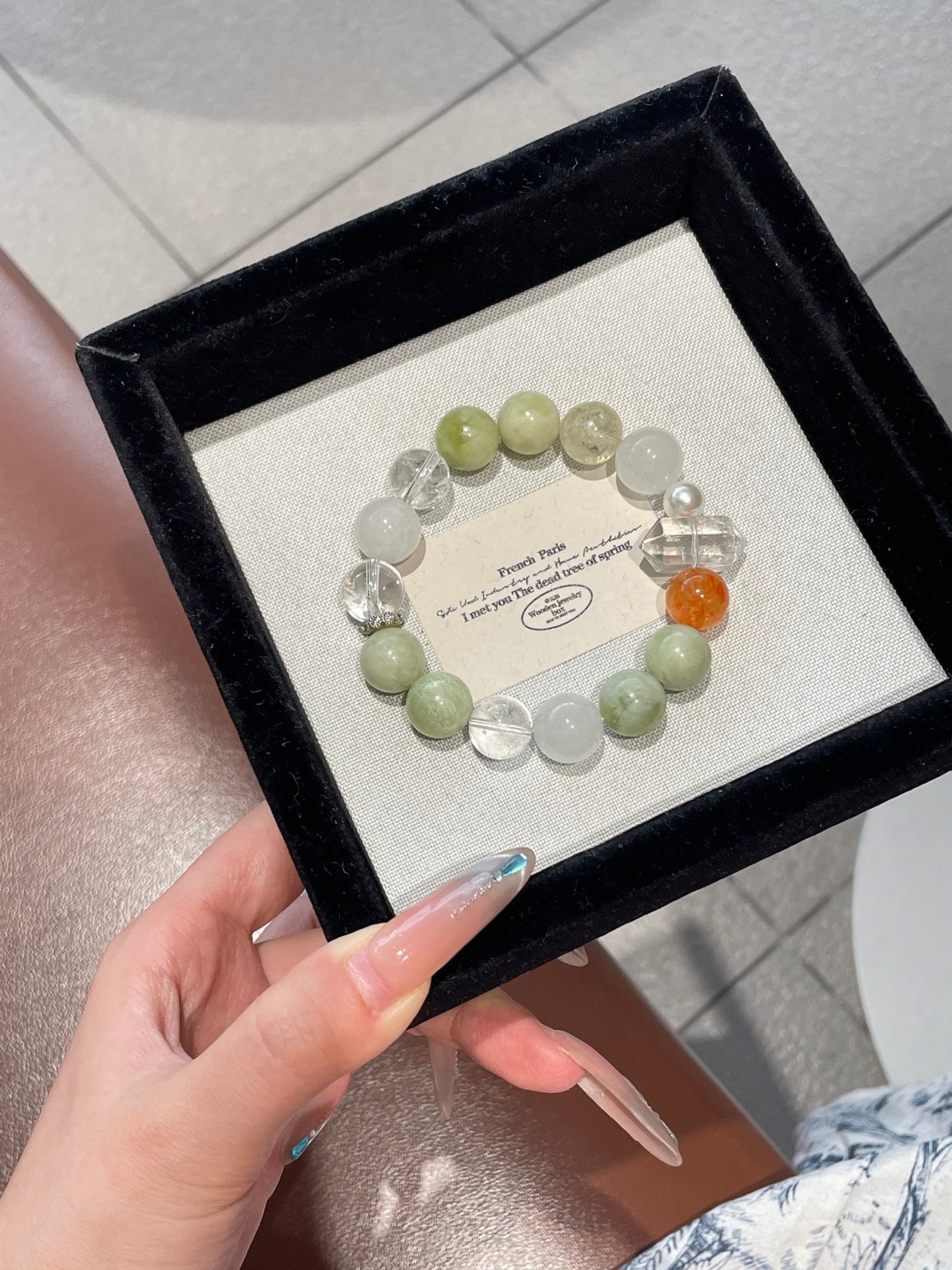 “Lime Soda” Crystal Bracelet | Xiuyu Jade, Milky Quartz & White Quartz 8–12mm