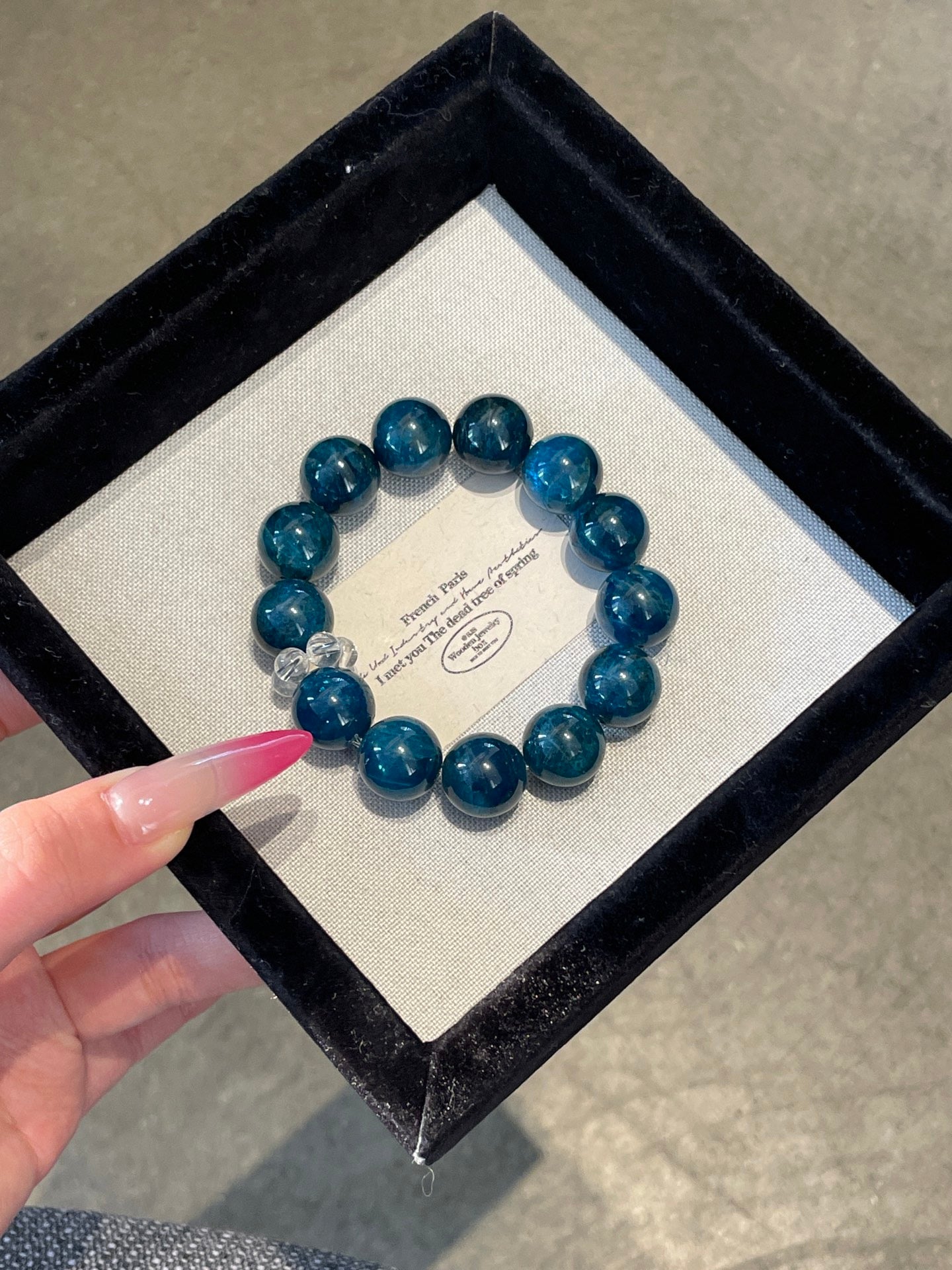 Blue Haven – Blue Phosphosiderite & White Crystal Rings Bracelet