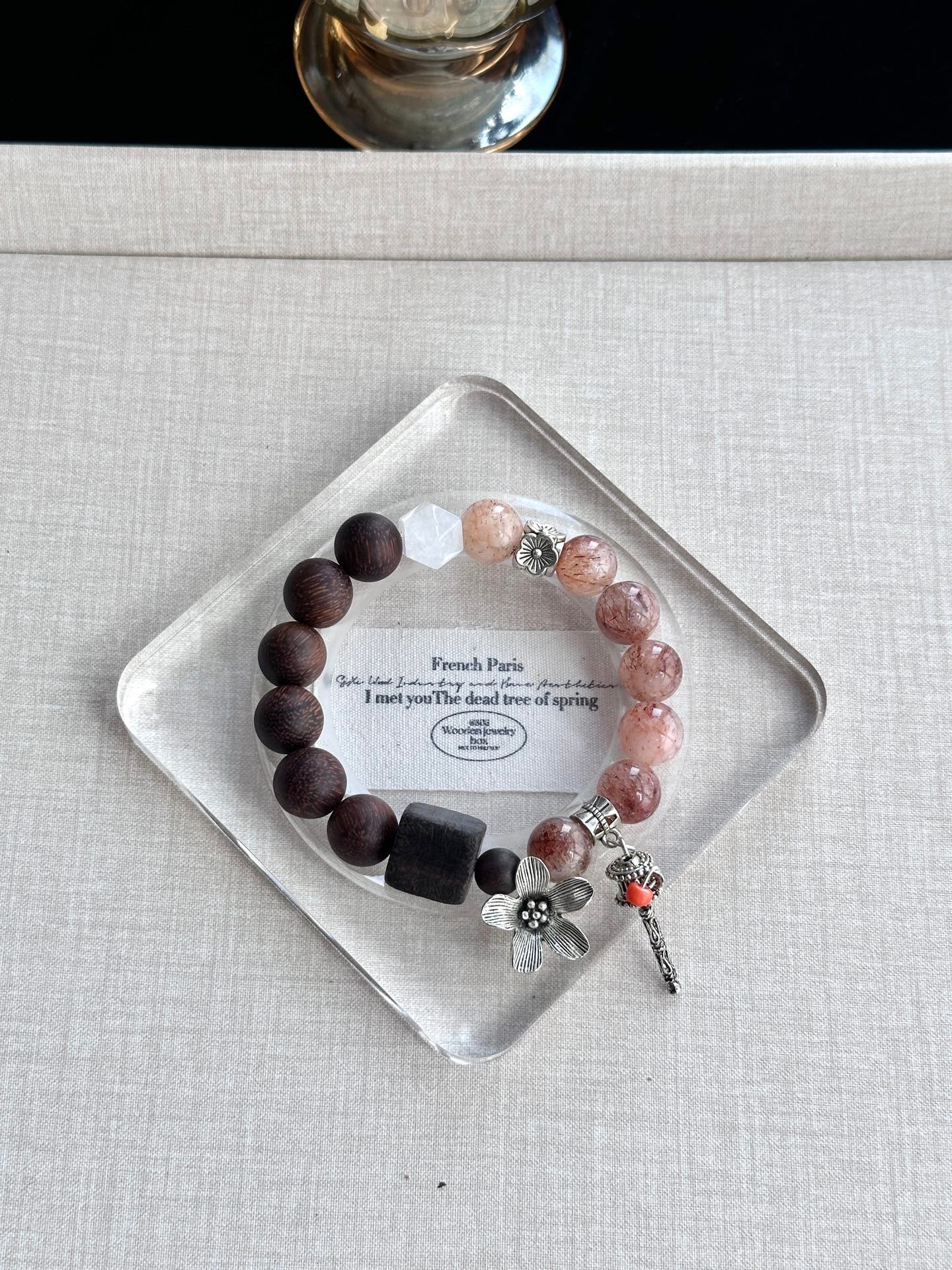 Rosemary – Black Gold Super Seven, Agarwood & White Phantom Crystal Bracelet