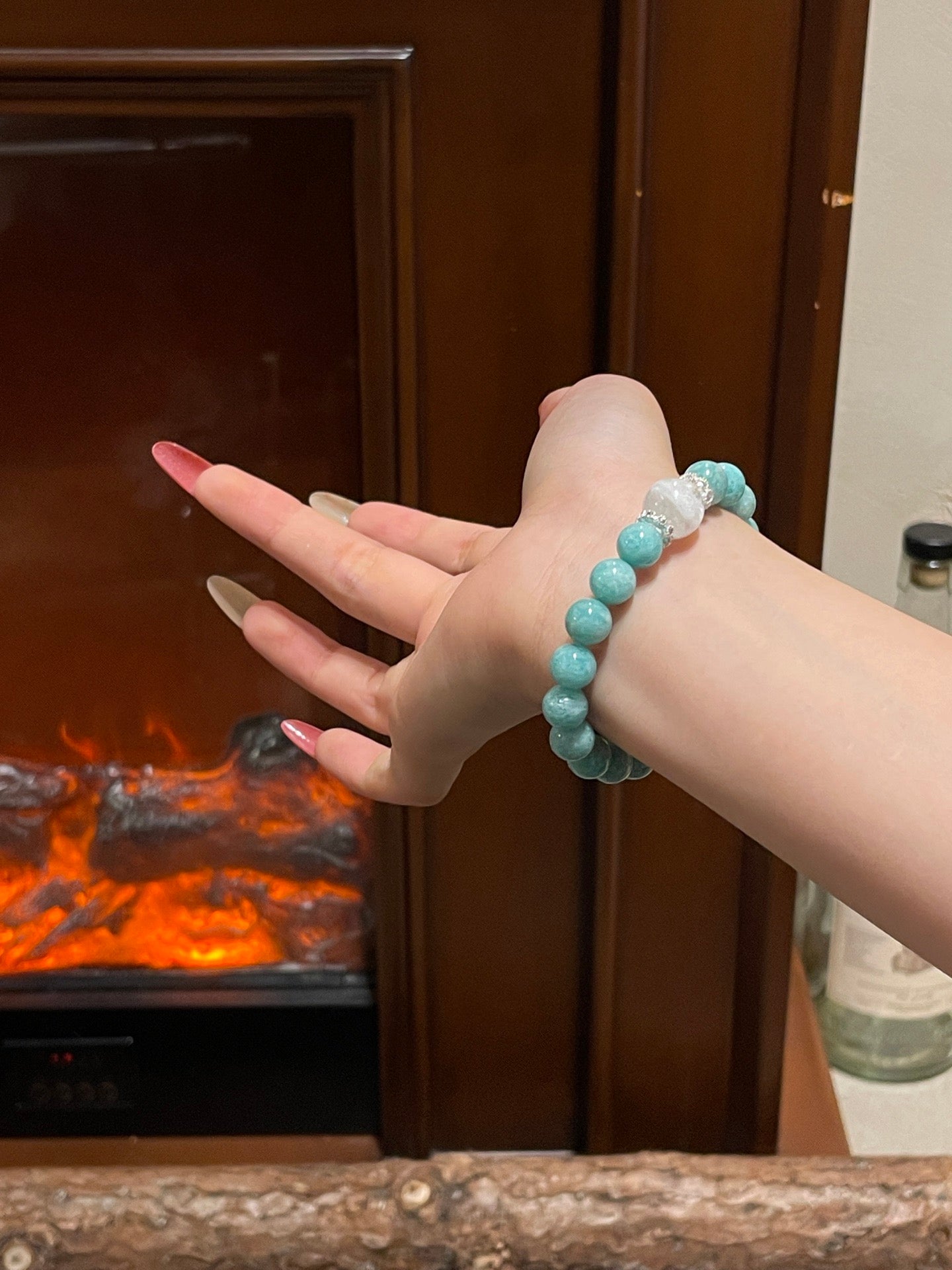 “Mint Tea” Crystal Bracelet | Amazonite & Snow Phantom Quartz 10–12mm