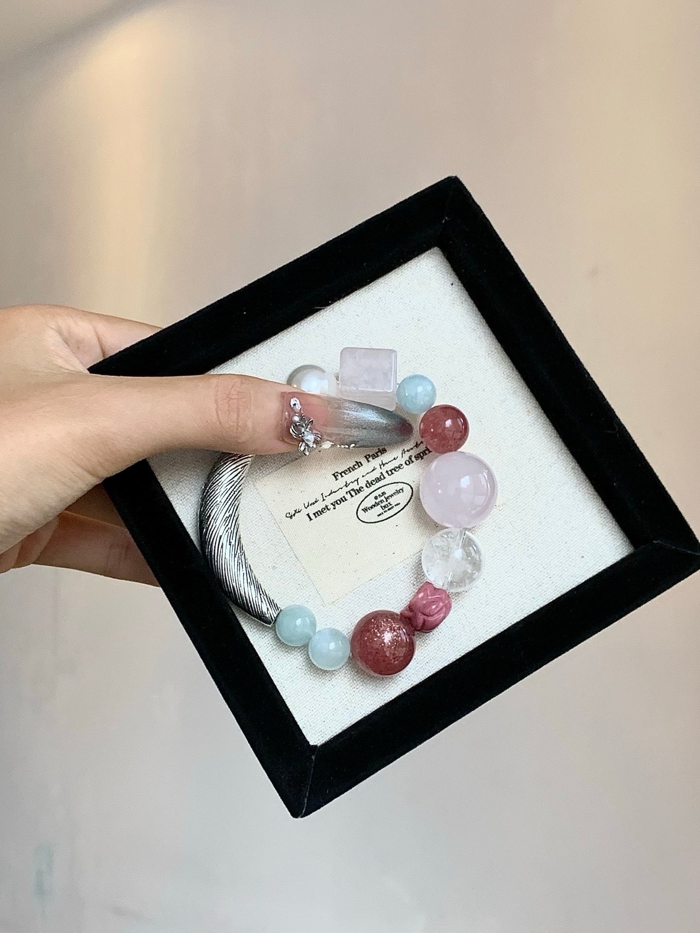 「Soft Berry」Strawberry Quartz & Crystal Multi-Stone Bracelet
