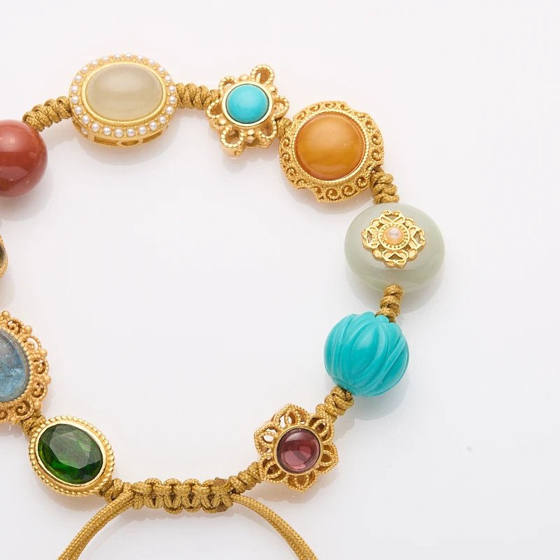 Multi-Gemstone Braided Bracelet | Carnelian, Amber & Turquoise Lotus