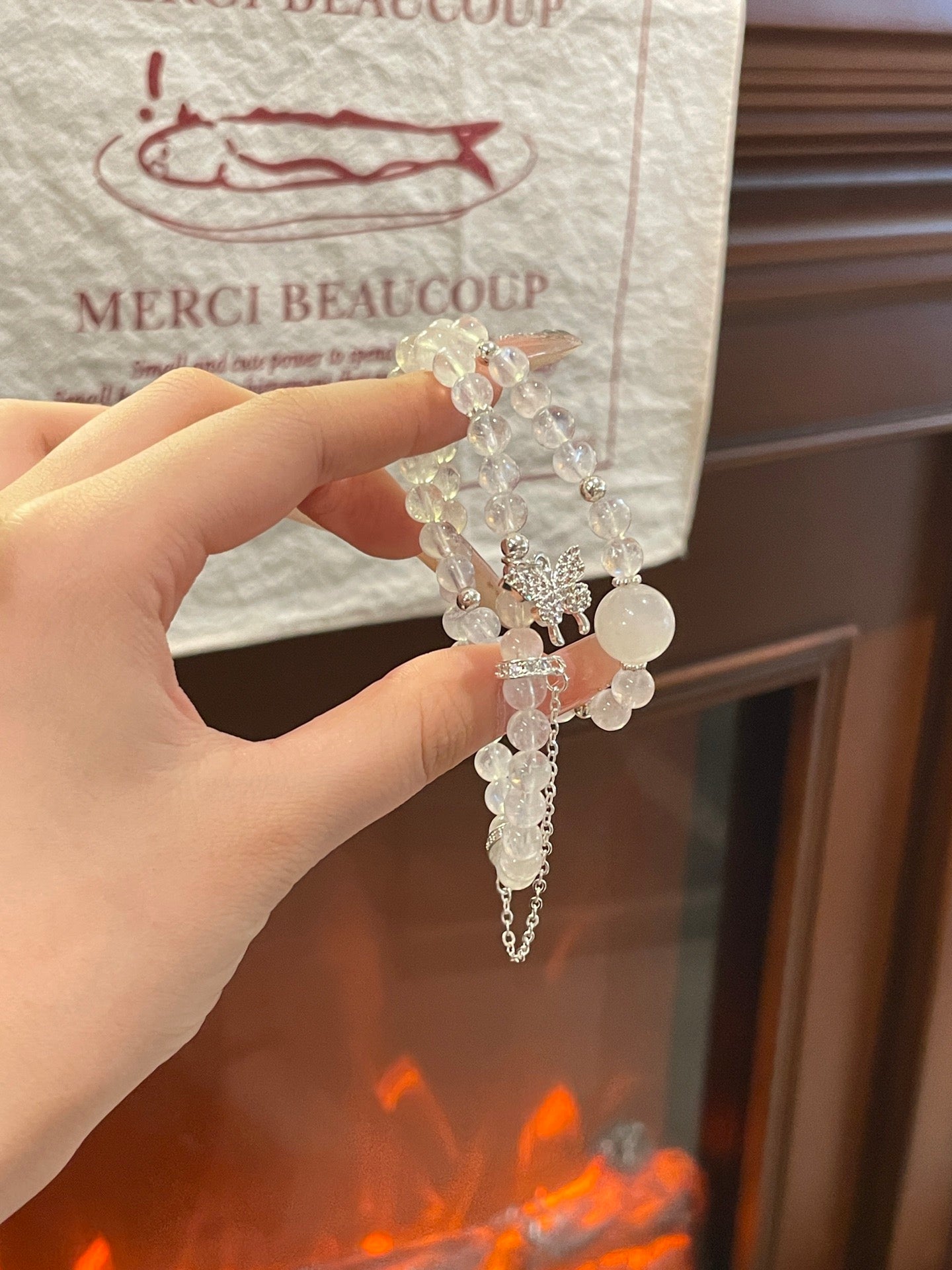 “Moonlight Butterfly” Bracelet | Natural Blue Moonstone 6–10mm