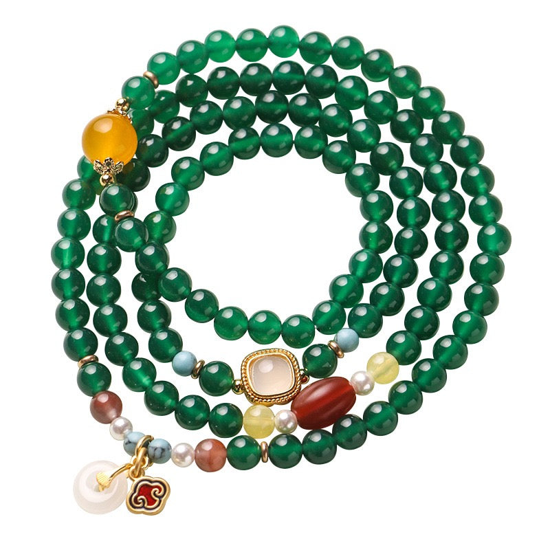 Brazilian Green Agate 108 Mala – Tara Green Beads for Healing & Meditation