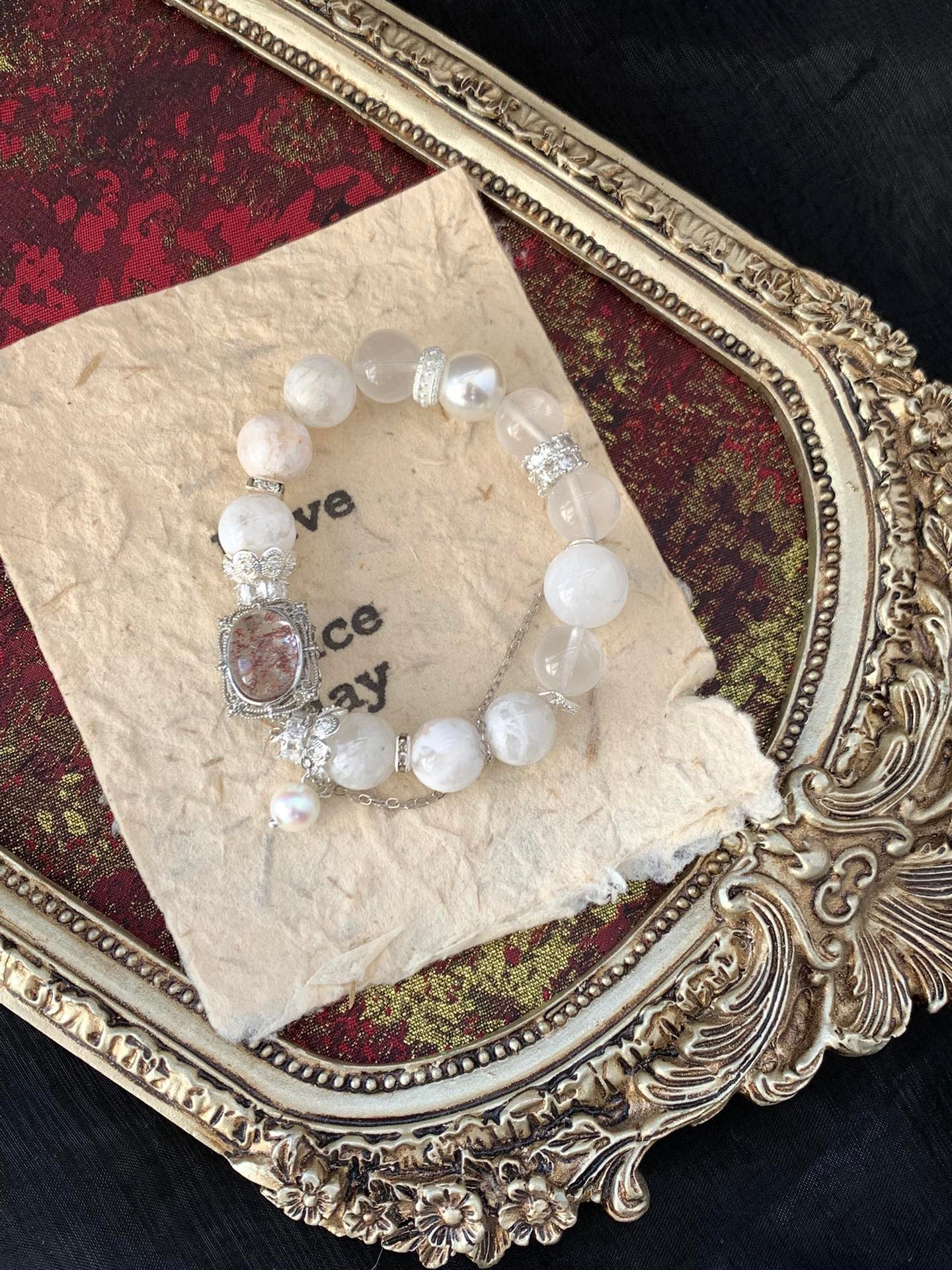 Snow Phantom & White Quartz Bracelet | 10-12mm Natural Crystal for Balance & Healing