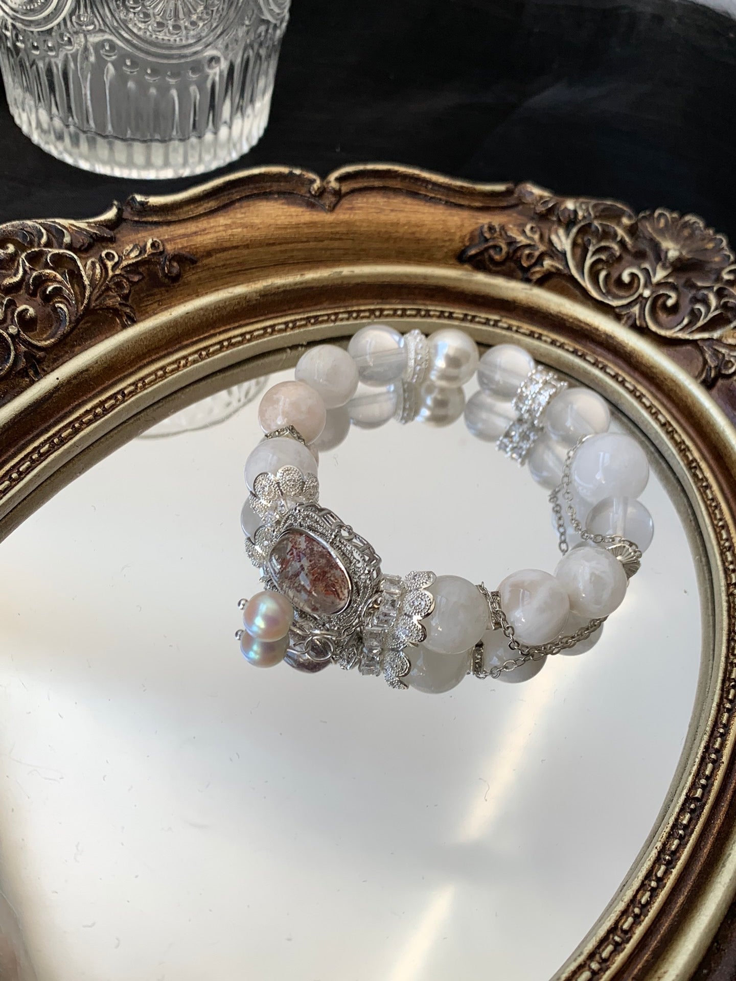 Snow Phantom & White Quartz Bracelet | 10-12mm Natural Crystal for Balance & Healing