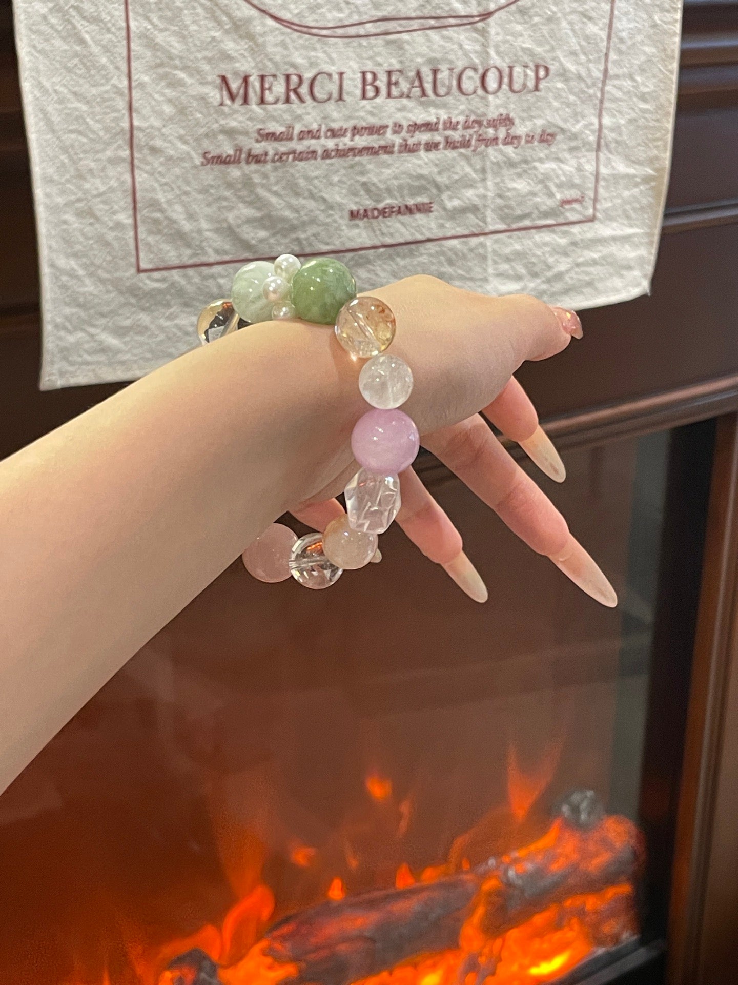 “Spring Meadow” Crystal Bracelet | Amethyst, Lepidolite, Fluorite & Rose Quartz 10–15mm