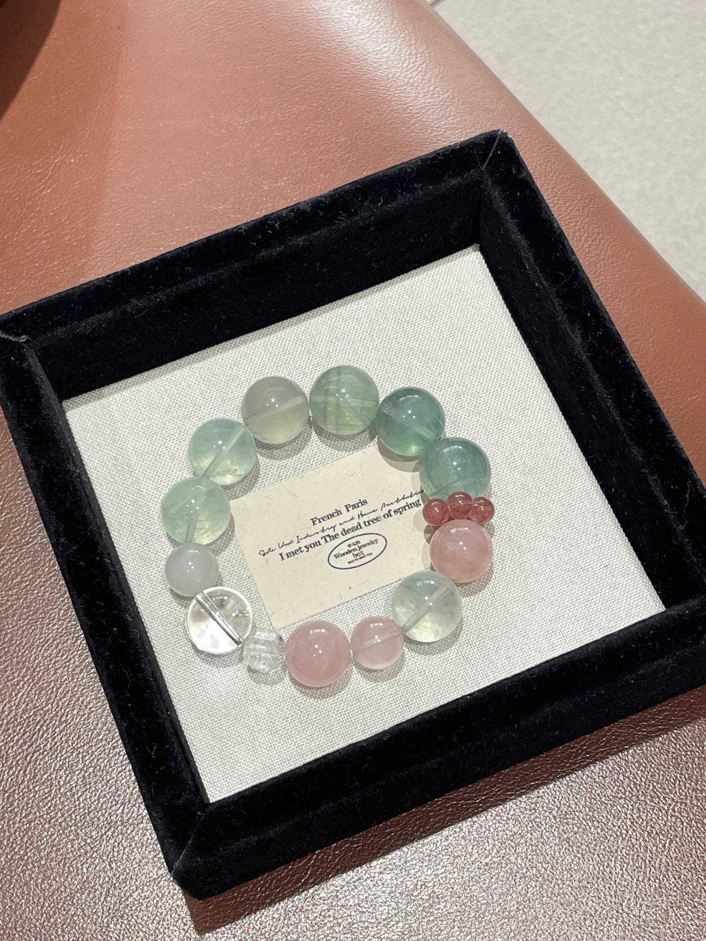 Summer Garden Crystal Bracelet | Fluorite, Rose Quartz, Clear Quartz, Strawberry Quartz & Ice Jade | 12–15mm