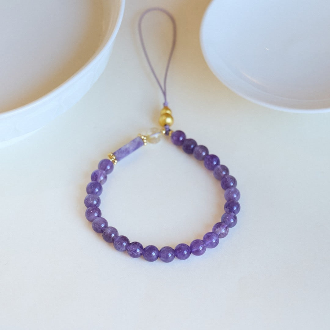 6mm Amethyst Feng Shui Gourd Charm | Bag & Phone Accessory