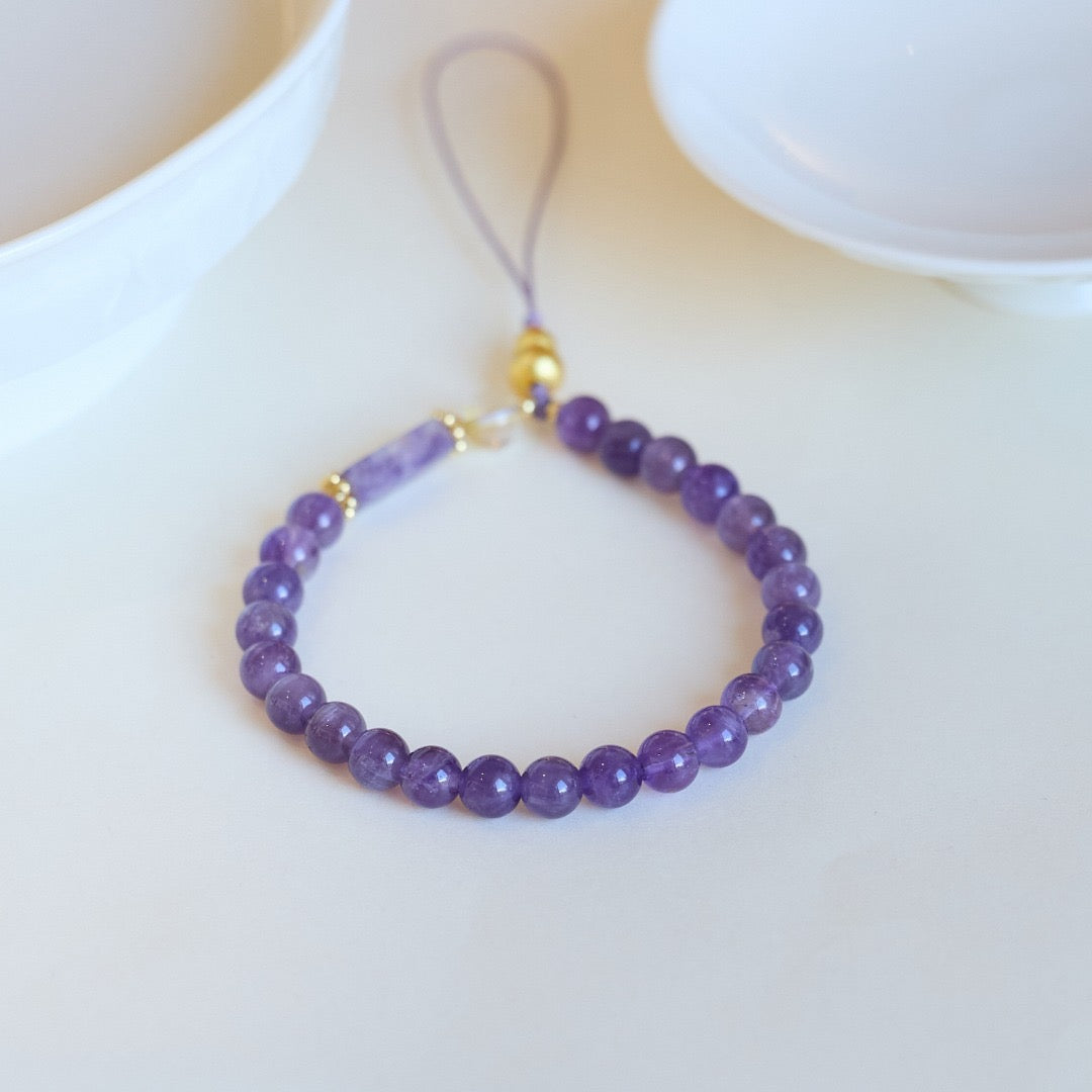 6mm Amethyst Feng Shui Gourd Charm | Bag & Phone Accessory