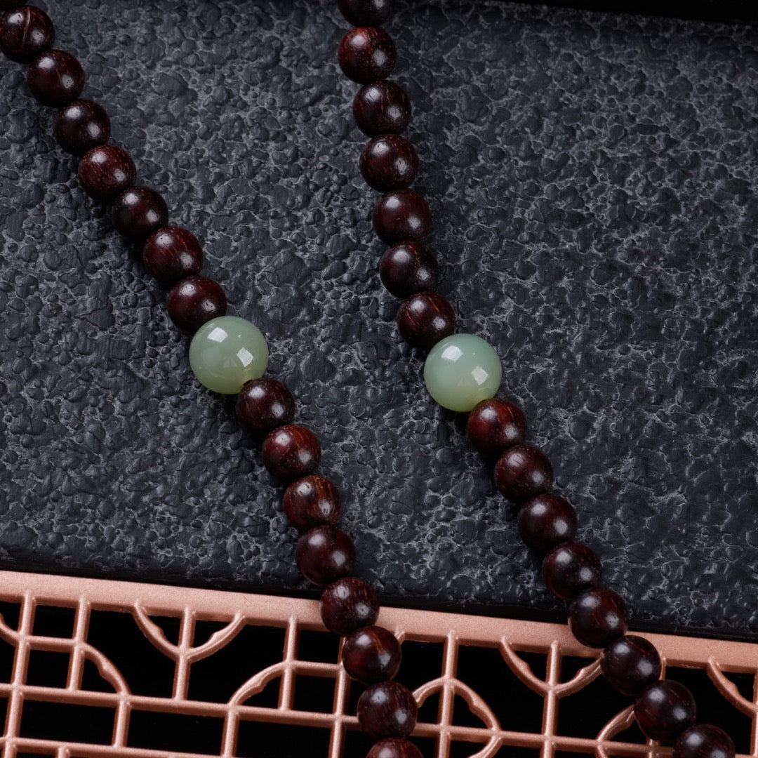 小叶紫檀6mm念珠108颗搭配蜜蜡| Pterocarpus santalinus 6mm 108-bead designed Buddhist prayer beads