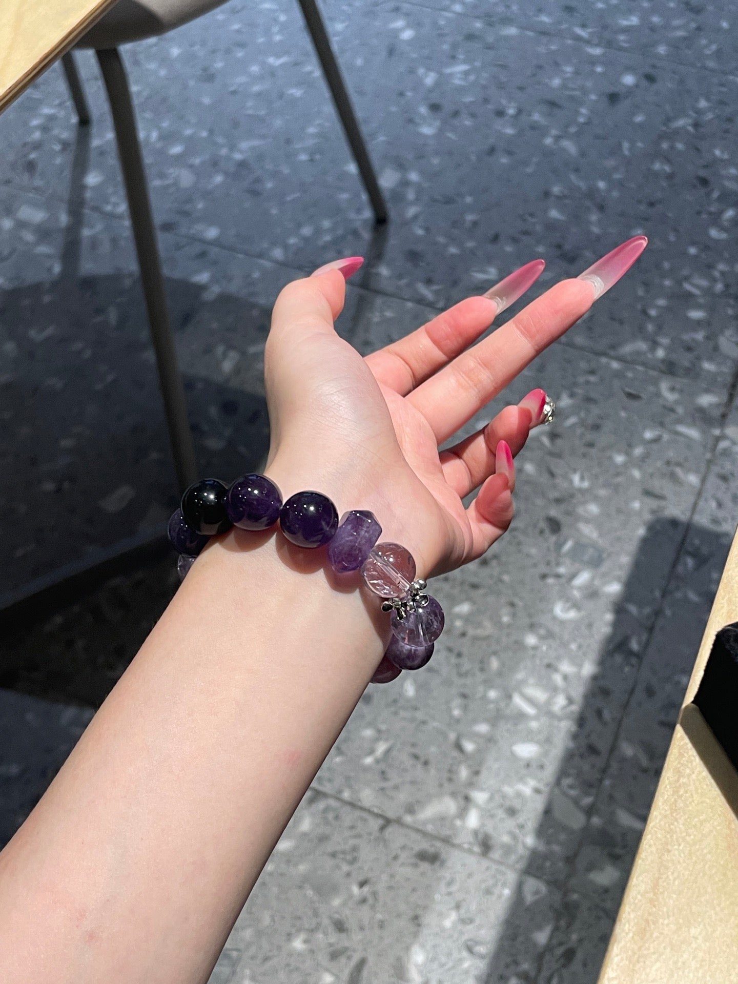 Mystic Amethyst Realm Bracelet | Uruguayan Amethyst, Bolivian Amethyst, Lepidolite, Purple Beryl & Rose Quartz | 12–14mm