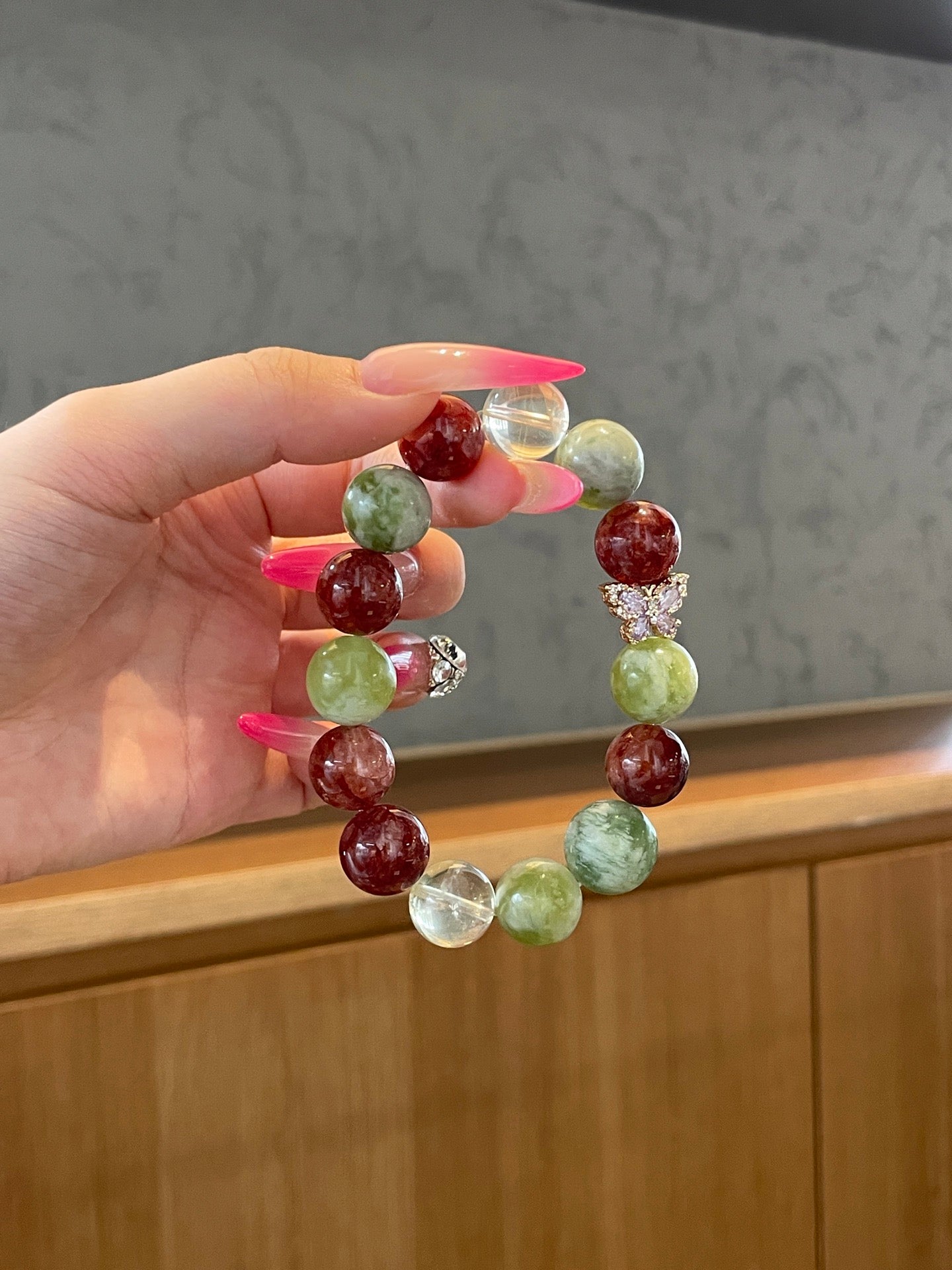 Golden Orchard – Red Flower Agate, Xiuyu Jade & Lemon Citrine Crystal Bracelet
