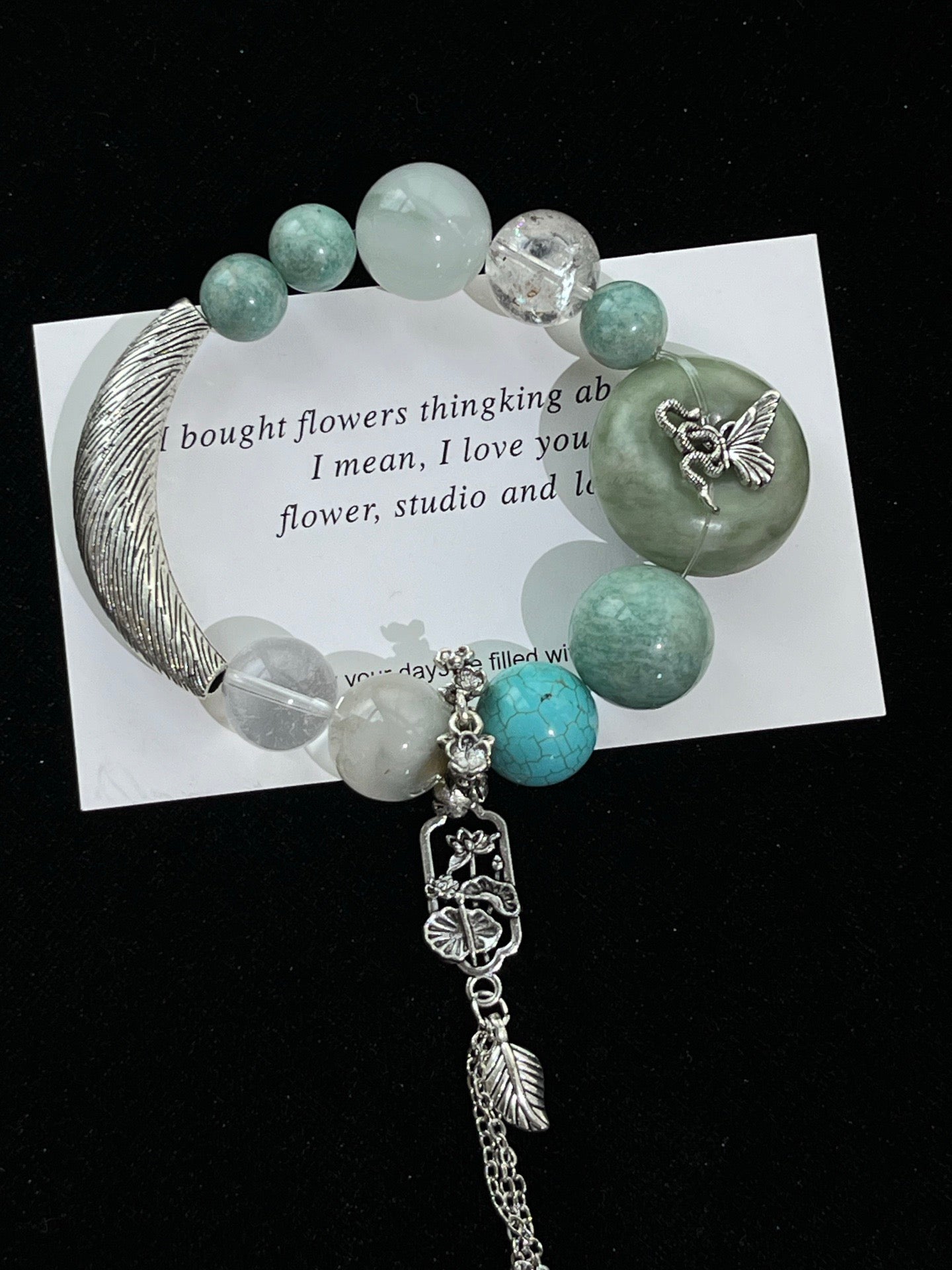 “Spring Memory” Bracelet | Xiuyu Jade, Amazonite, Turquoise & Tianshan Emerald 10–16mm