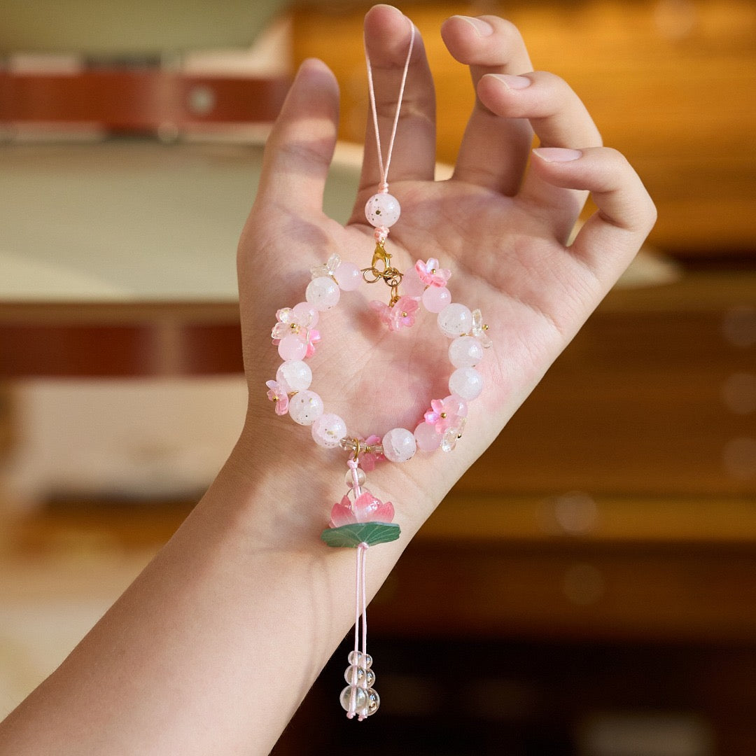 Lucky Pink Lotus Phone Charm/Bag Charm/Car Charm Pendant