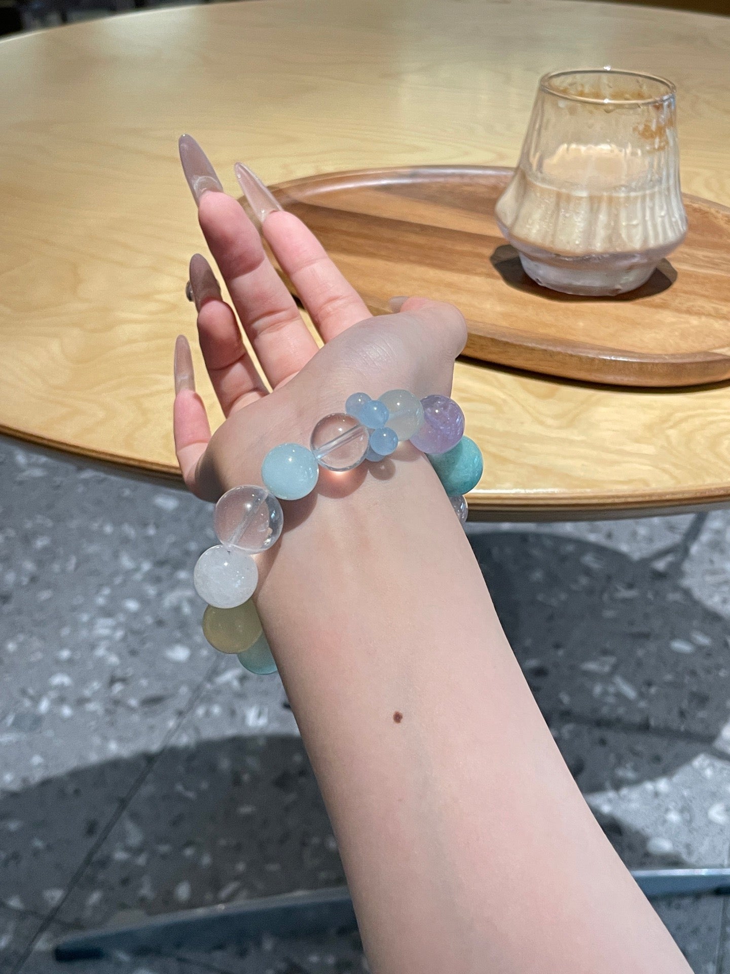 Natural Crystal Beaded Bracelet | Rose Quartz, Aquamarine, Amazonite, Amethyst, Citrine, Green Fluorite, White Crystal, Cat’s Eye, White Phantom | 12–15mm