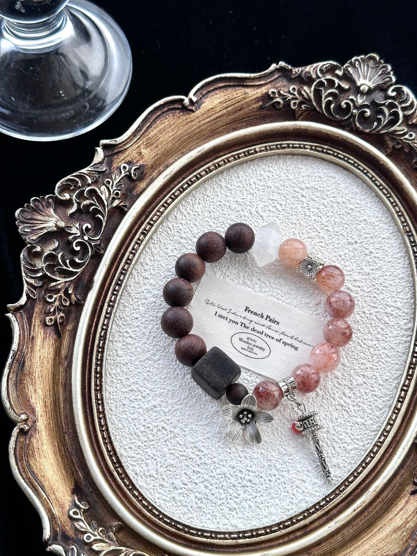 Rosemary – Black Gold Super Seven, Agarwood & White Phantom Crystal Bracelet