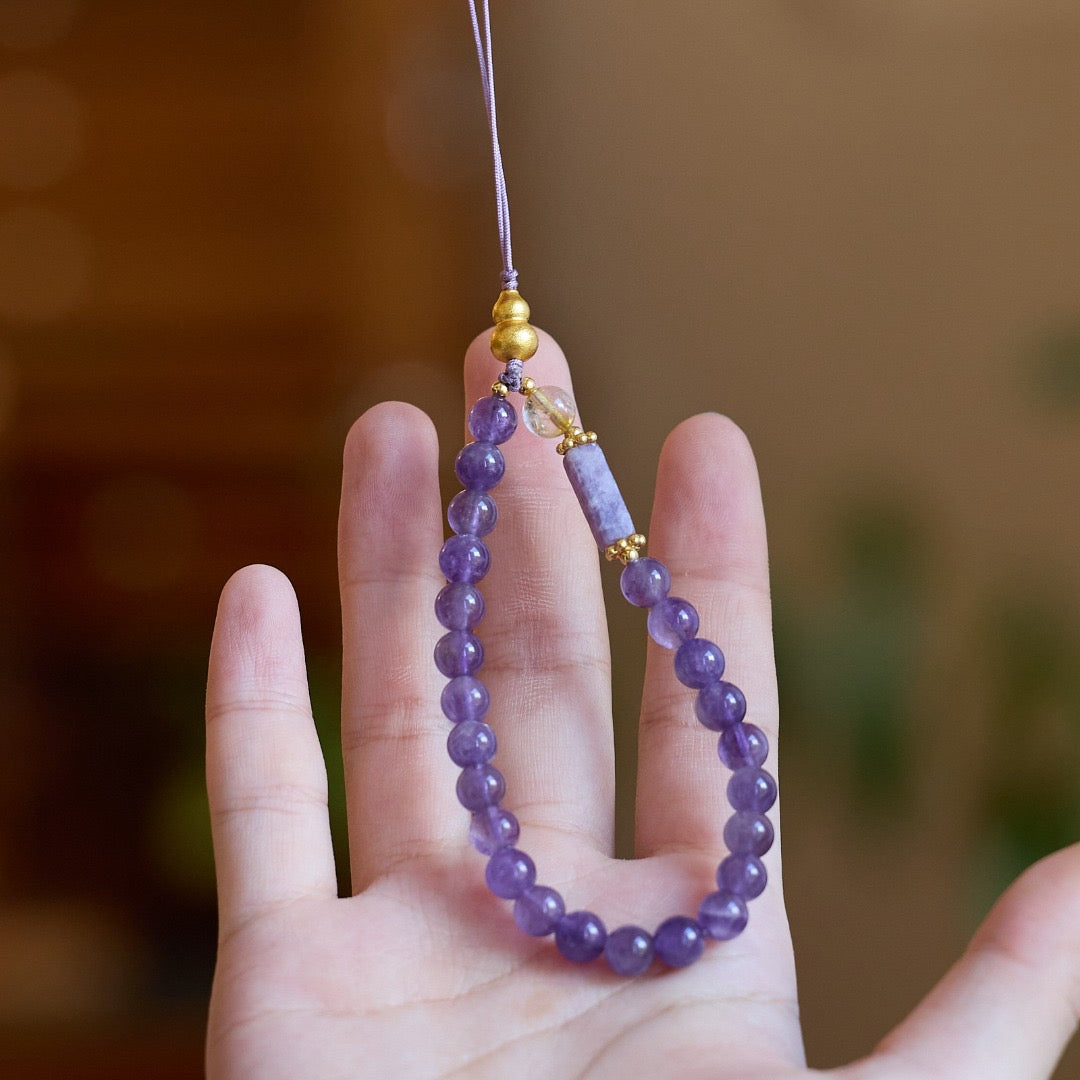 6mm Amethyst Feng Shui Gourd Charm | Bag & Phone Accessory