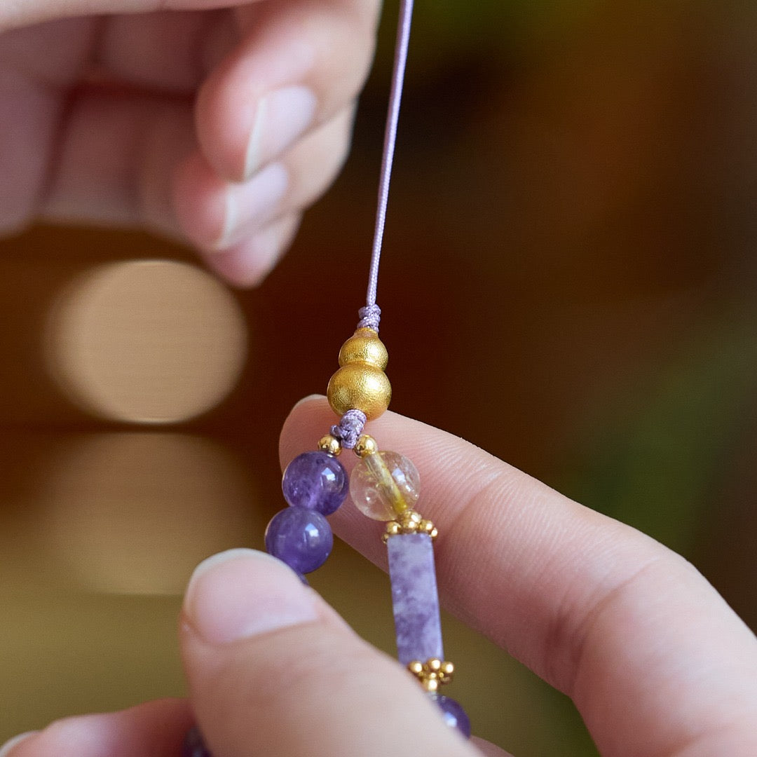 6mm Amethyst Feng Shui Gourd Charm | Bag & Phone Accessory