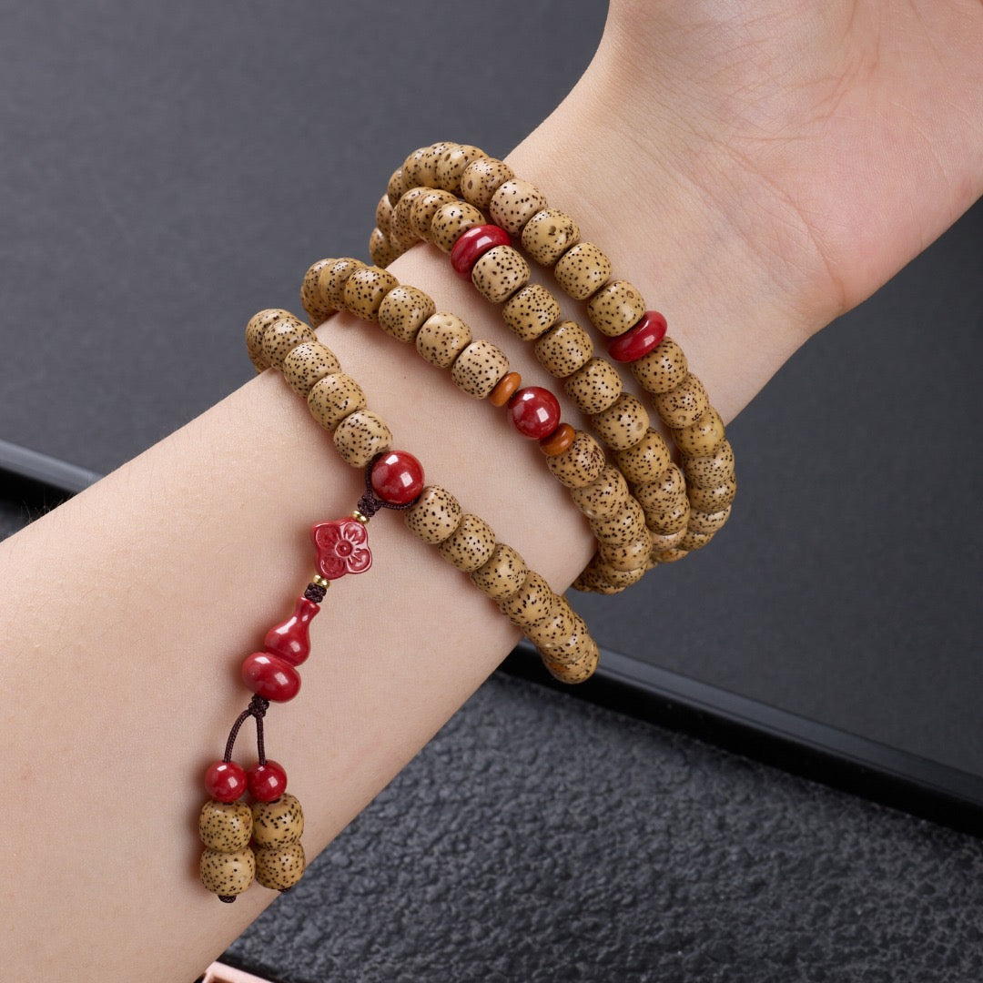 7*9mm Star-Moon Bodhi beads paired with Emperor Sand Buddhist prayer 108 Beads