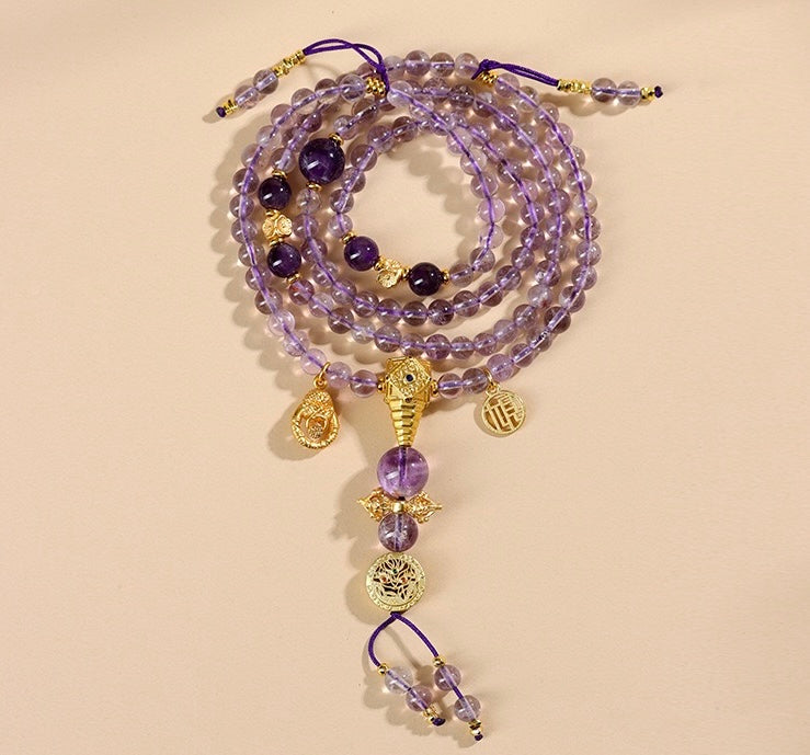 Bolivian Amethyst Mala – 108 Beads Bracelet necklace