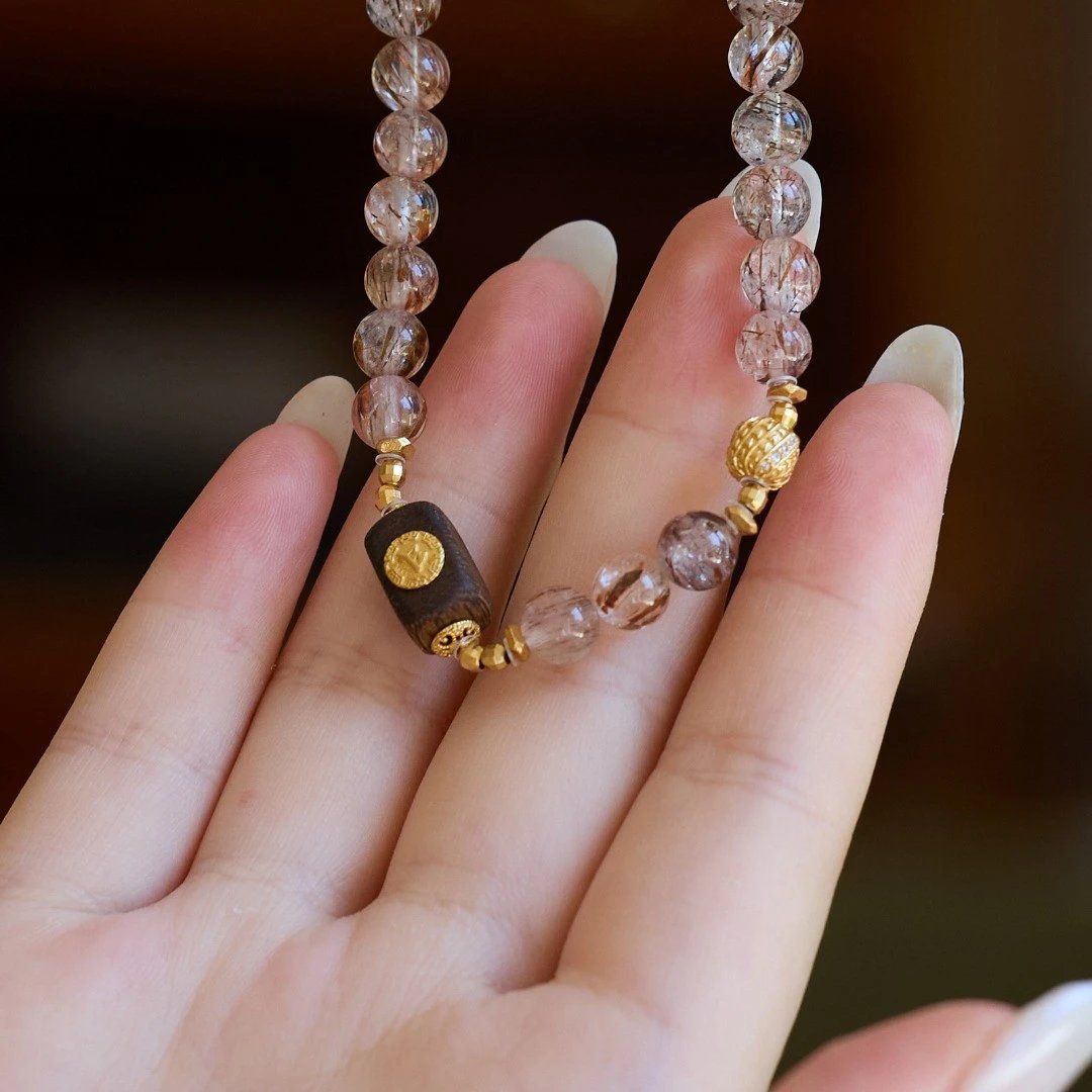 6mm Black Gold Super Seven & Agarwood Double-Layer Bracelet