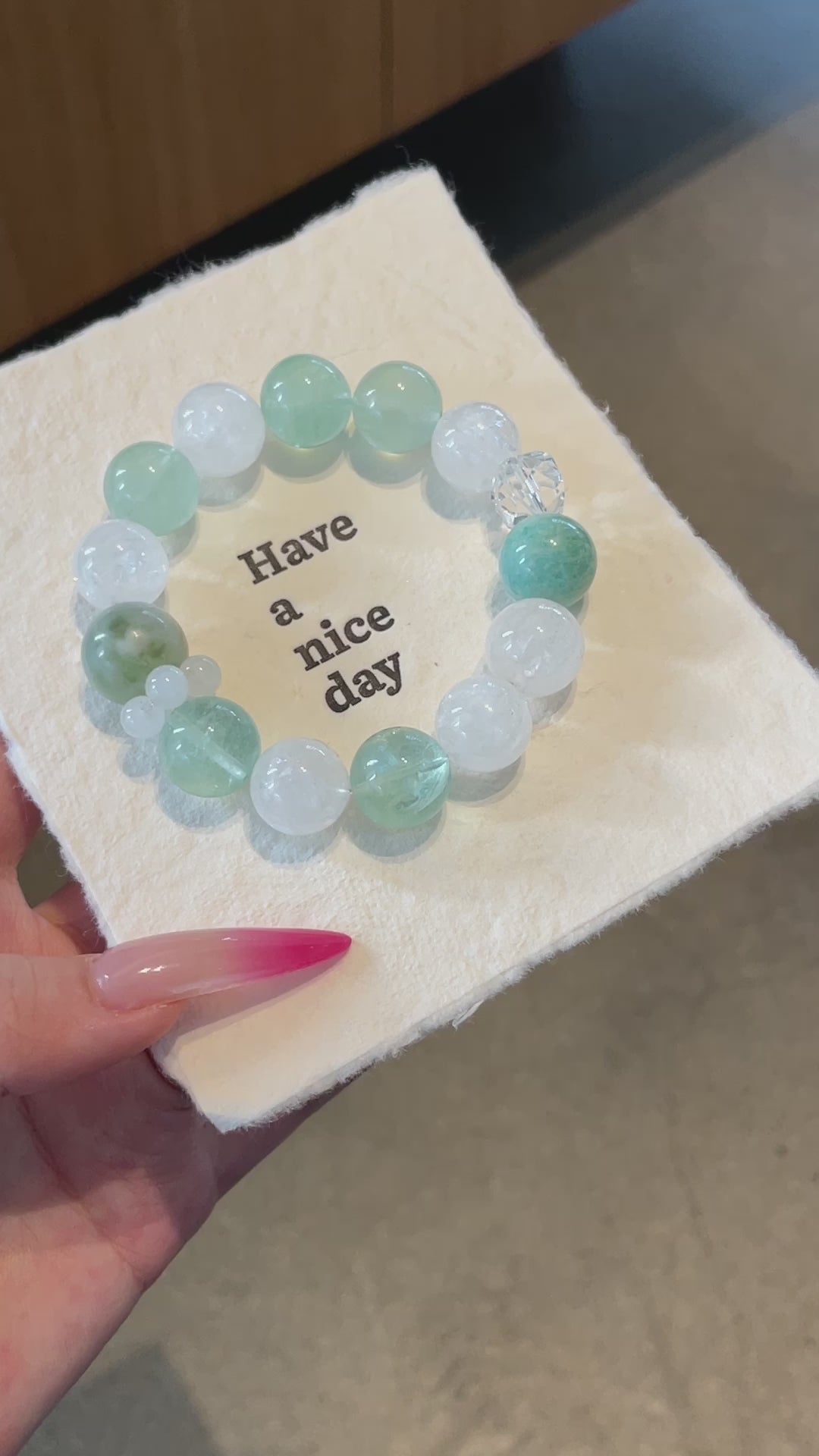 Sea Breeze – Blue Phosphosiderite & White Crystal Bracelet