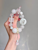 Snow Butterfly – White Crystal, White Phantom & Tianshan Jade Crystal Bracelet