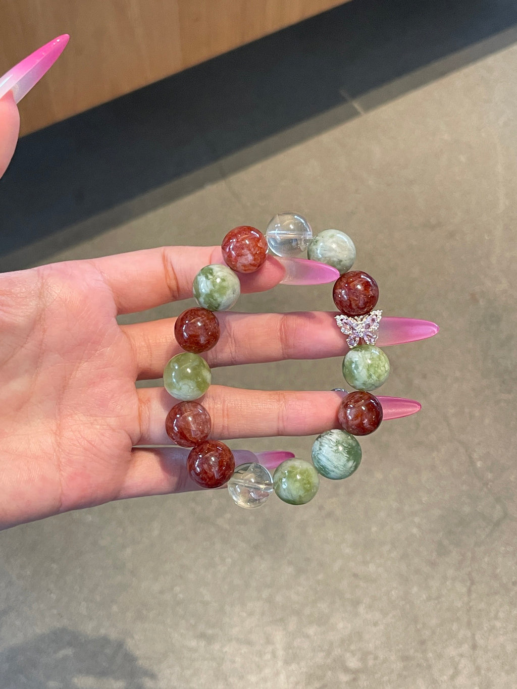 Golden Orchard – Red Flower Agate, Xiuyu Jade & Lemon Citrine Crystal Bracelet