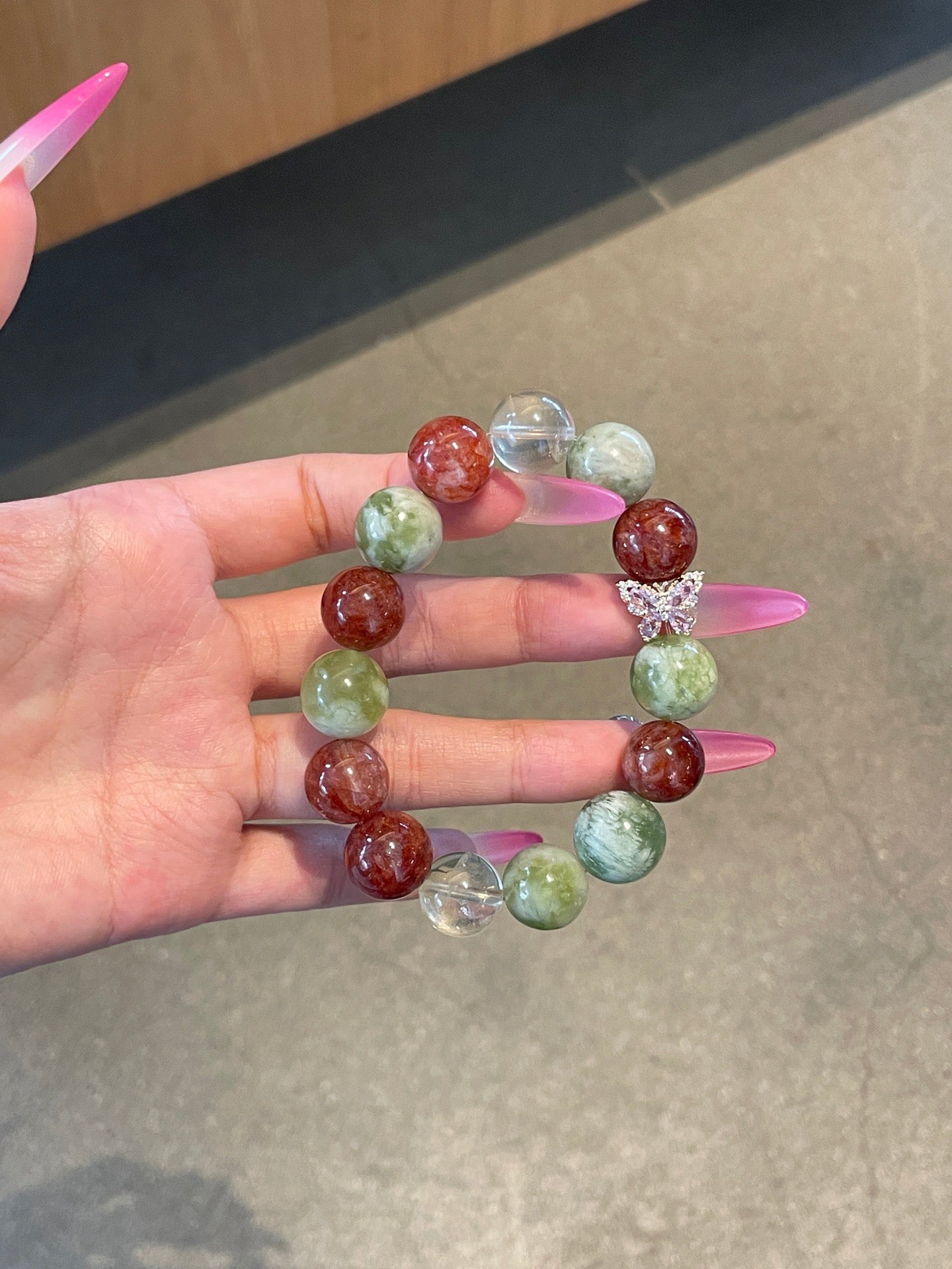 Golden Orchard – Red Flower Agate, Xiuyu Jade & Lemon Citrine Crystal Bracelet