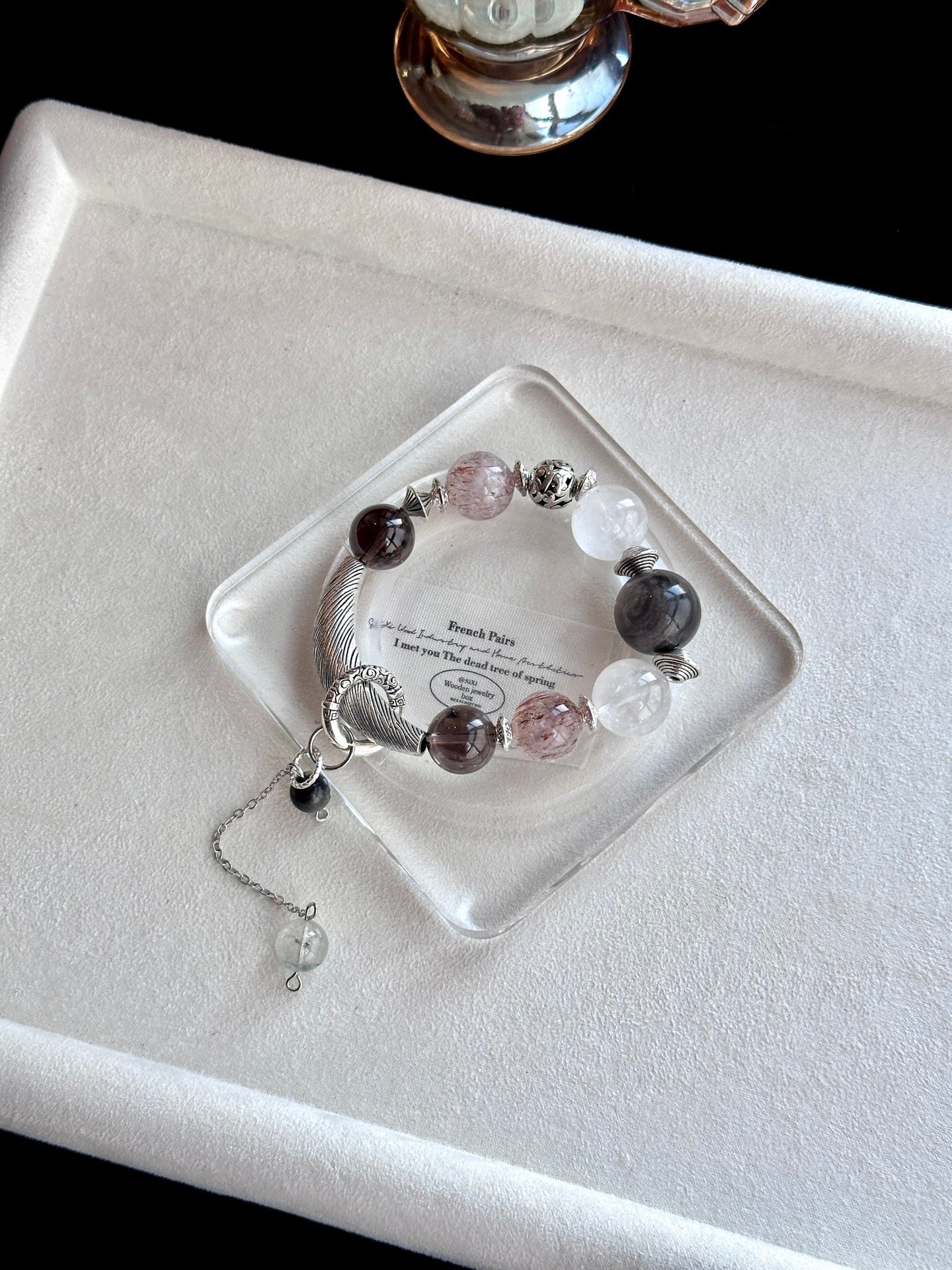 Clear Quartz, White Phantom, Black Super Seven, Silver Obsidian & Smoky Quartz | 14–16mm