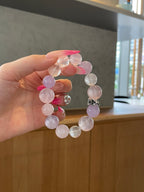 Violet Rain – Amethyst, Rose Quartz & White Phantom Quartz Bracelet