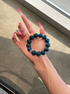 Blue Haven – Blue Phosphosiderite & White Crystal Rings Bracelet