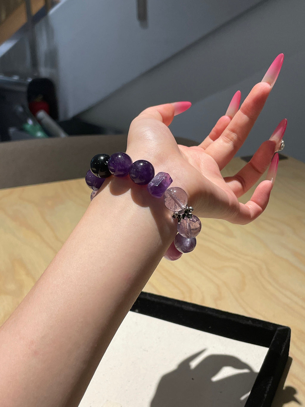 Mystic Amethyst Realm Bracelet | Uruguayan Amethyst, Bolivian Amethyst, Lepidolite, Purple Beryl & Rose Quartz | 12–14mm