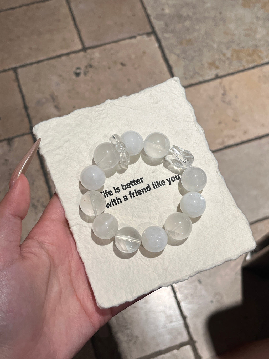 Snowcrest Crystal Bracelet | White Phantom, Milky Quartz & Clear Quartz | 16mm