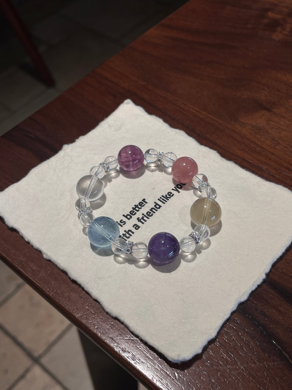 Rainbow Candy | Amethyst, Clear Quartz, Citrine, Aquamarine, Purple Fluorite & Strawberry Quartz Bracelet | 8–14.5mm