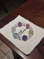 Rainbow Candy | Amethyst, Clear Quartz, Citrine, Aquamarine, Purple Fluorite & Strawberry Quartz Bracelet | 8–14.5mm