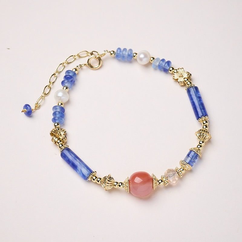 Blue Mist Gemstone Jewelry | Multi-Stone Necklace & Bracelet with Pearls & Agate