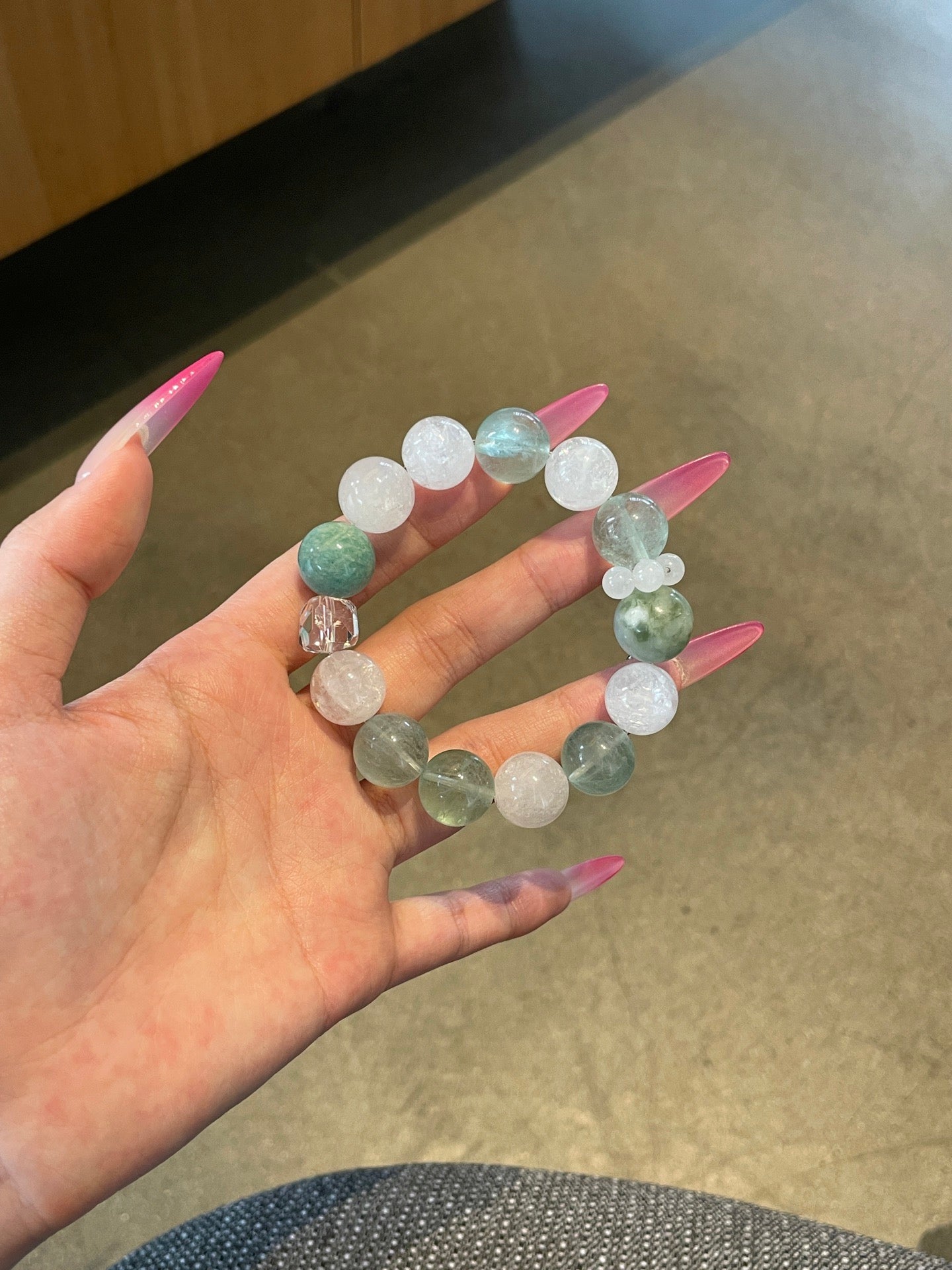 Sea Breeze – Blue Phosphosiderite & White Crystal Bracelet