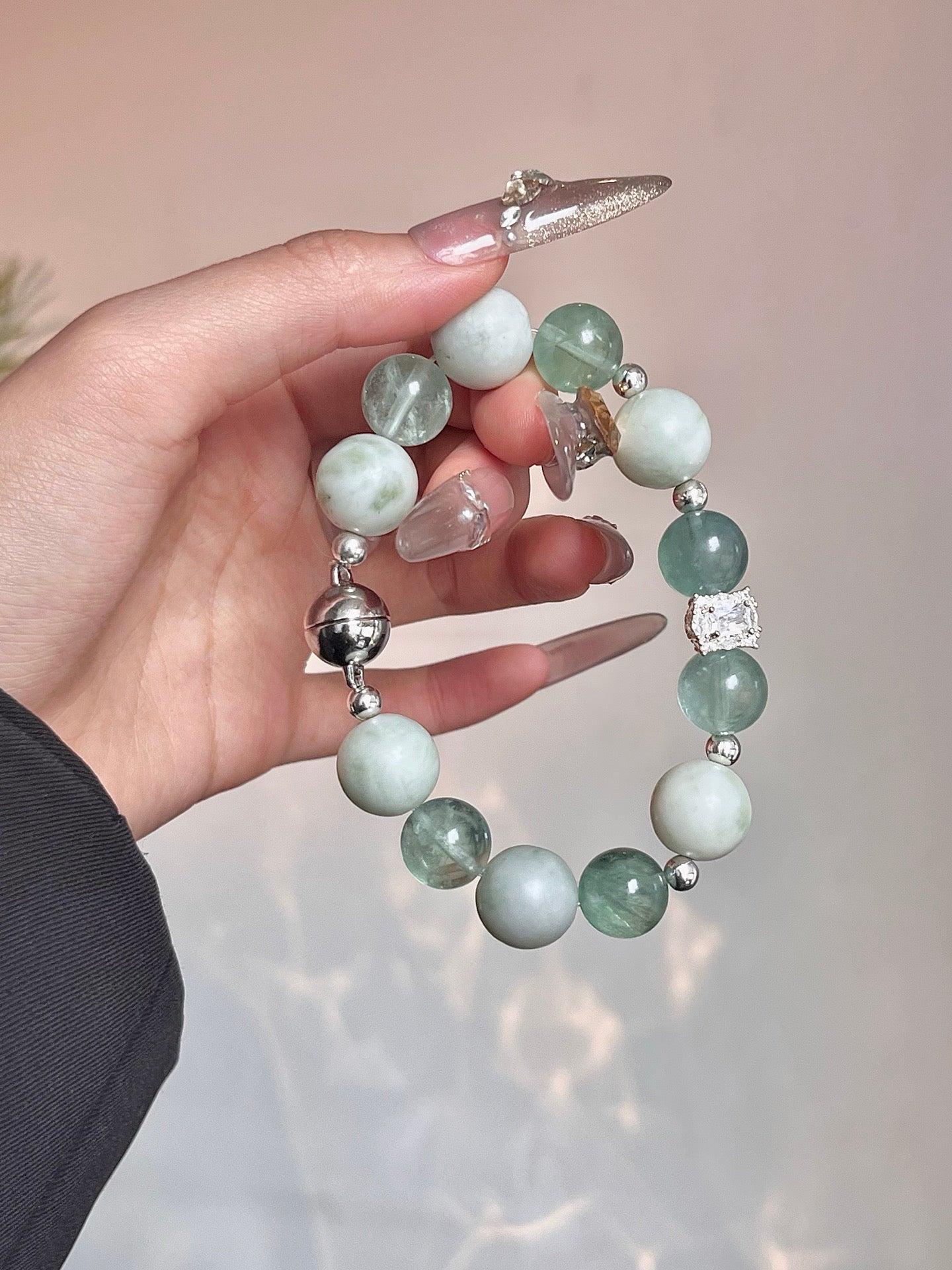 Forest Blossom | Xiuyu Jade & Green Fluorite | 12–14mm