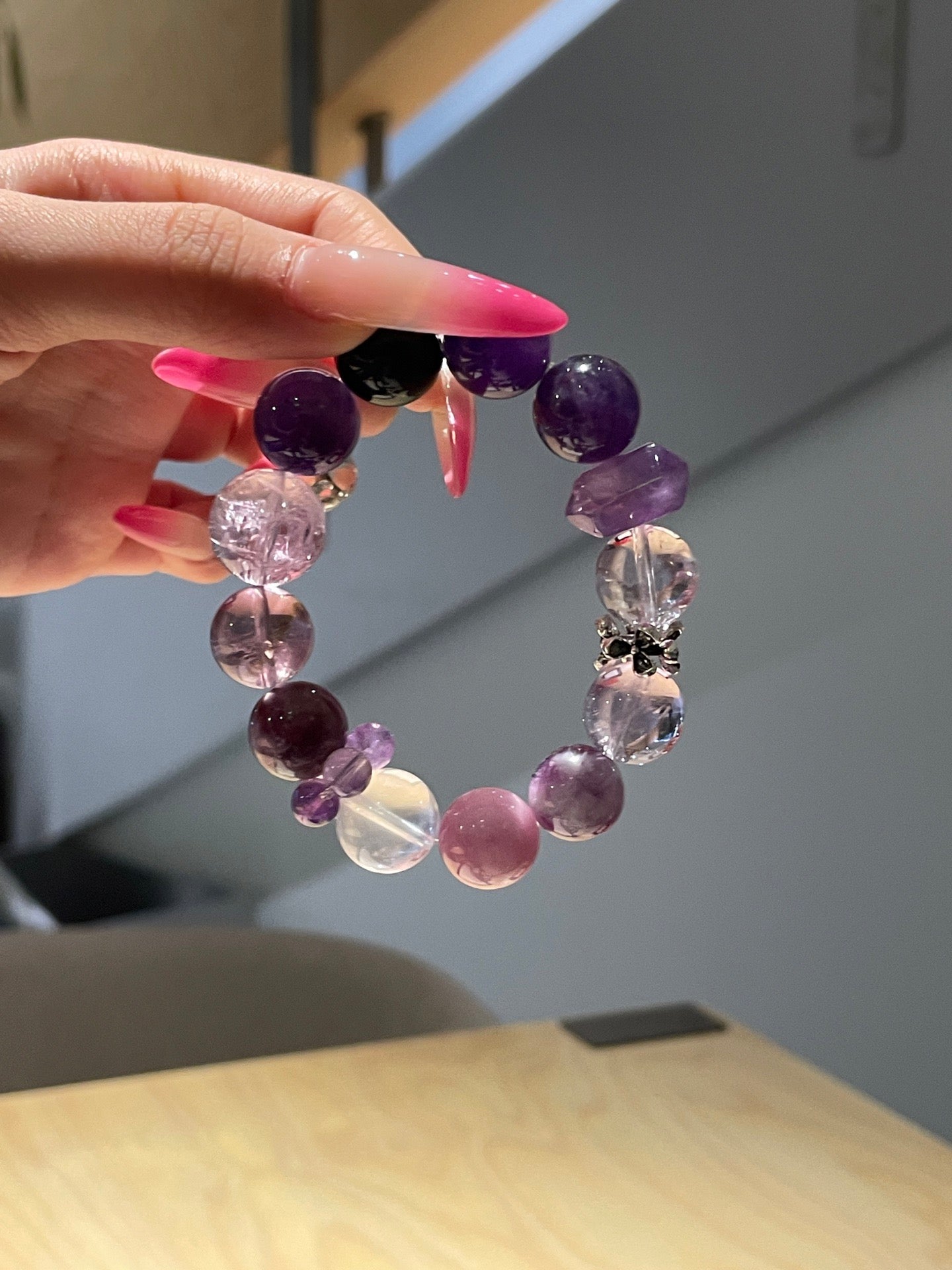 Mystic Amethyst Realm Bracelet | Uruguayan Amethyst, Bolivian Amethyst, Lepidolite, Purple Beryl & Rose Quartz | 12–14mm