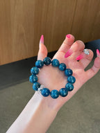 Blue Haven – Blue Phosphosiderite & White Crystal Rings Bracelet