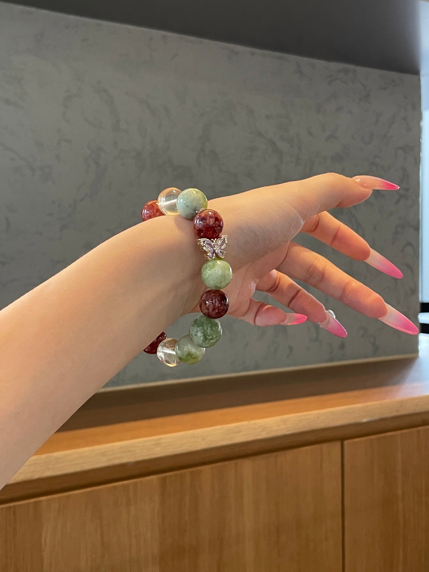 Golden Orchard – Red Flower Agate, Xiuyu Jade & Lemon Citrine Crystal Bracelet