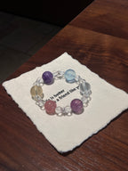 Rainbow Candy | Amethyst, Clear Quartz, Citrine, Aquamarine, Purple Fluorite & Strawberry Quartz Bracelet | 8–14.5mm