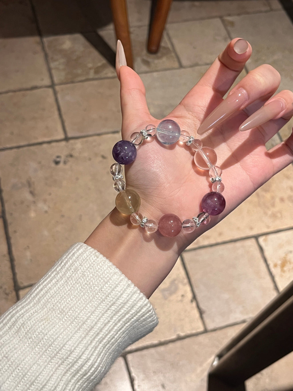 Rainbow Candy | Amethyst, Clear Quartz, Citrine, Aquamarine, Purple Fluorite & Strawberry Quartz Bracelet | 8–14.5mm