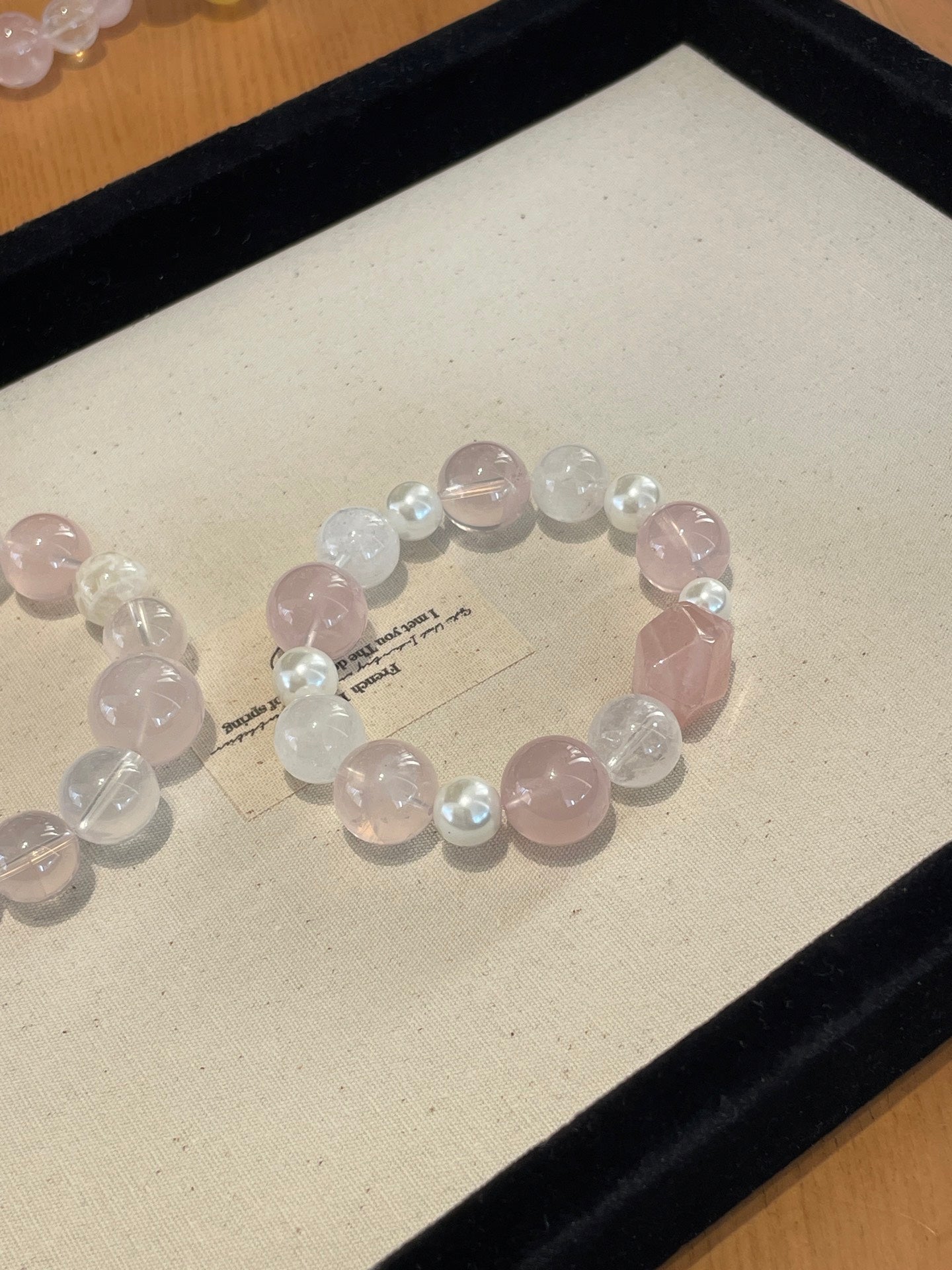 「Pink Ballet」 Crystal Bracelet | Rose Quartz, Mother of Pearl & White Phantom | 8–15mm