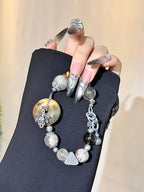 “Blooming Nature” Gemstone Bracelet | Xiuyan Jade, Phantom Quartz, Rutilated Quartz, Smoky Quartz & Tiger’s Eye (12–14mm)