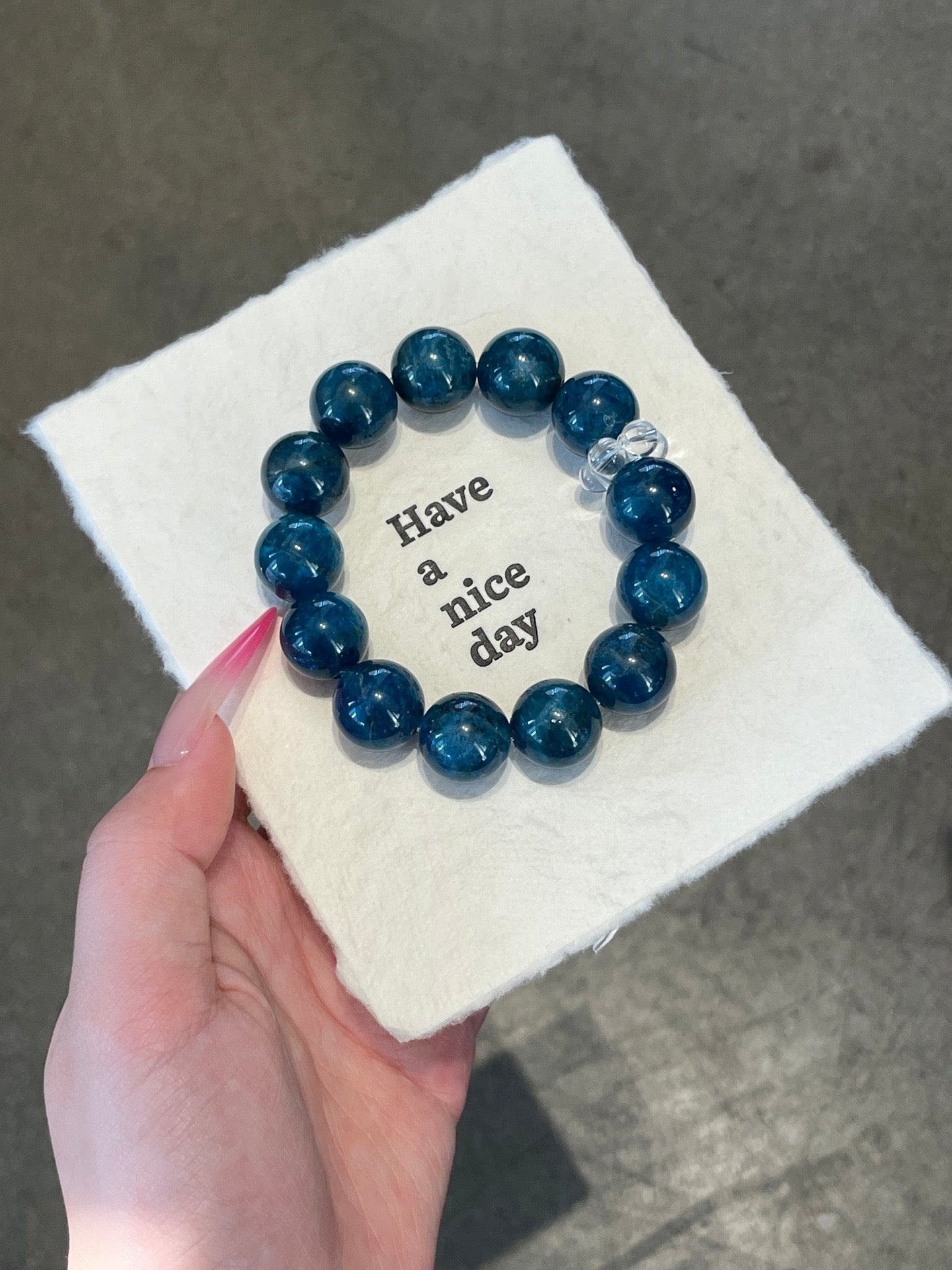 Blue Haven – Blue Phosphosiderite & White Crystal Rings Bracelet